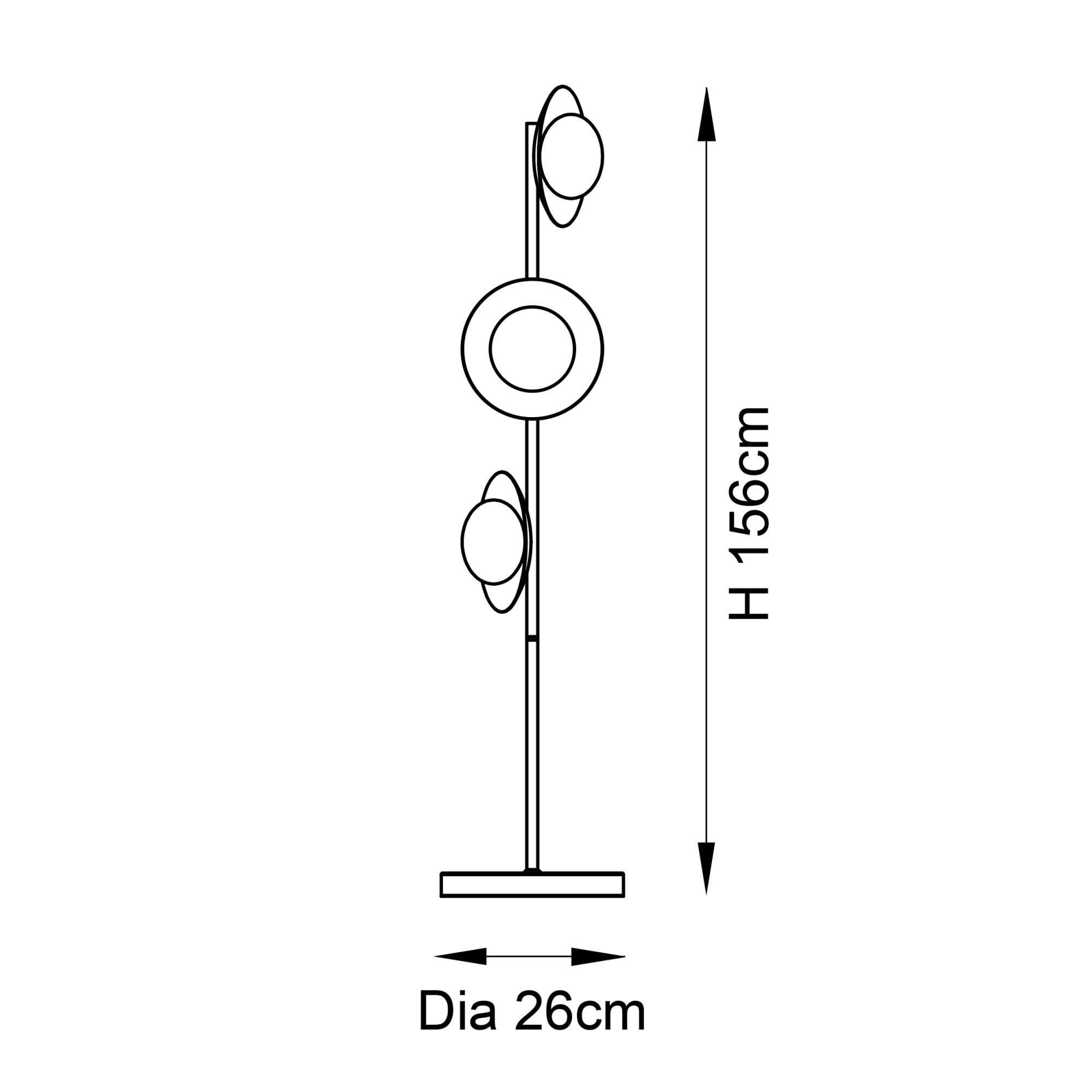 Utopia Planet 3 Light Floor Lamp - Gold