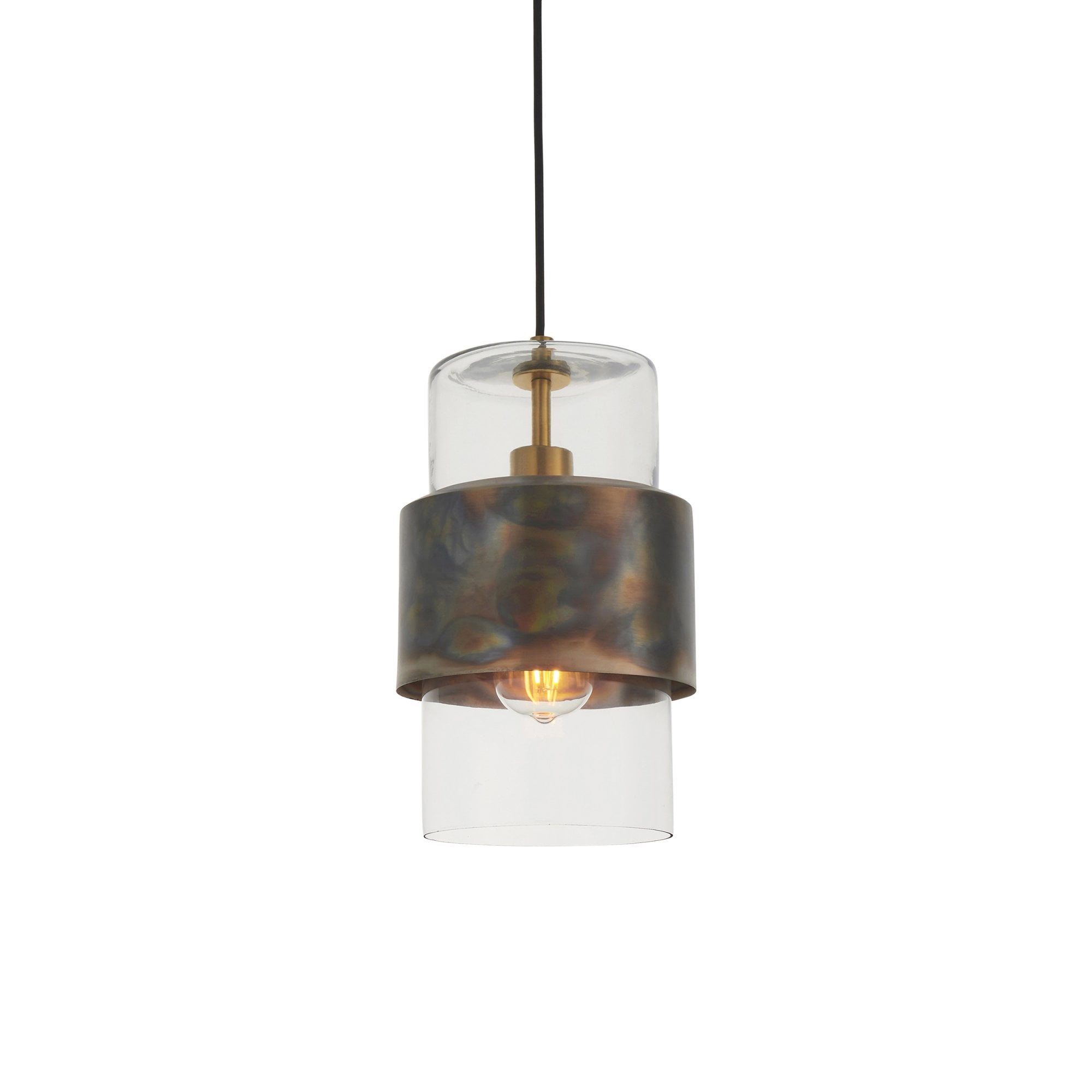 Utopia Swirl Single Pendant - Bronze Patina With Clear Glass