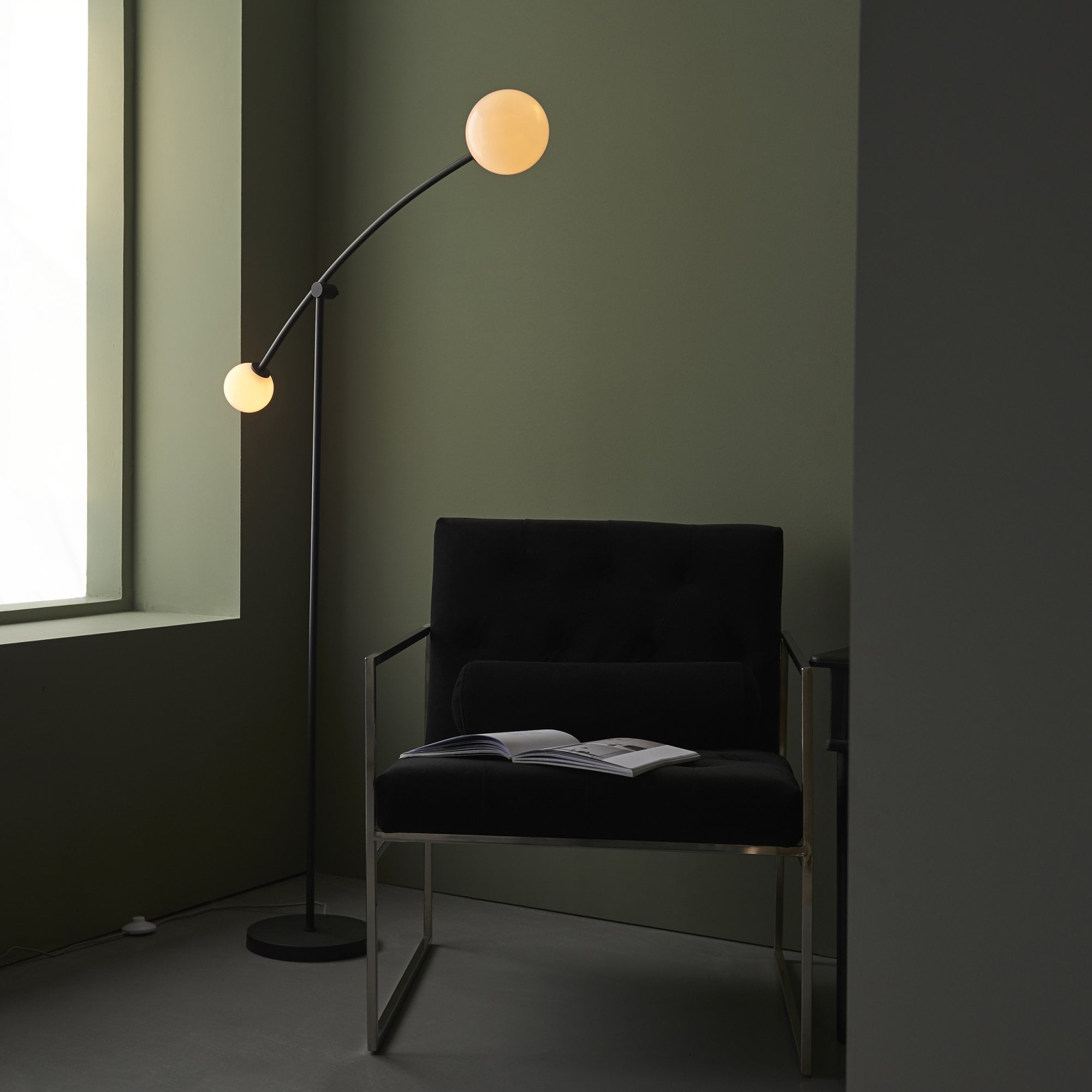 Utopia Moon 2 Light Floor Lamp - Matt Black