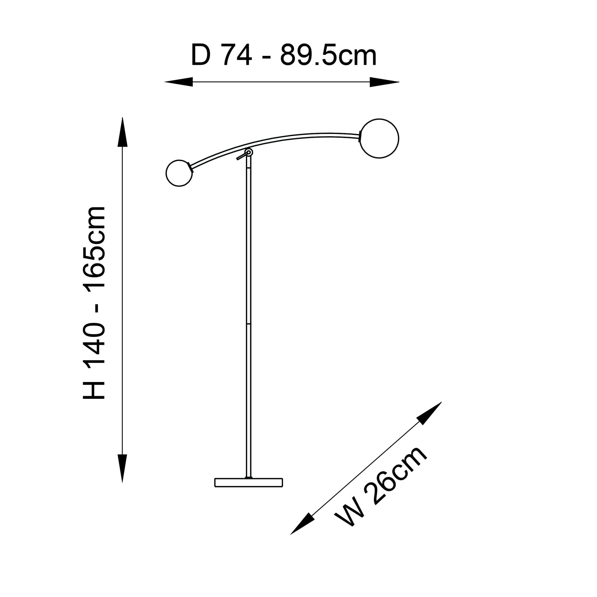 Utopia Moon 2 Light Floor Lamp - Matt Black