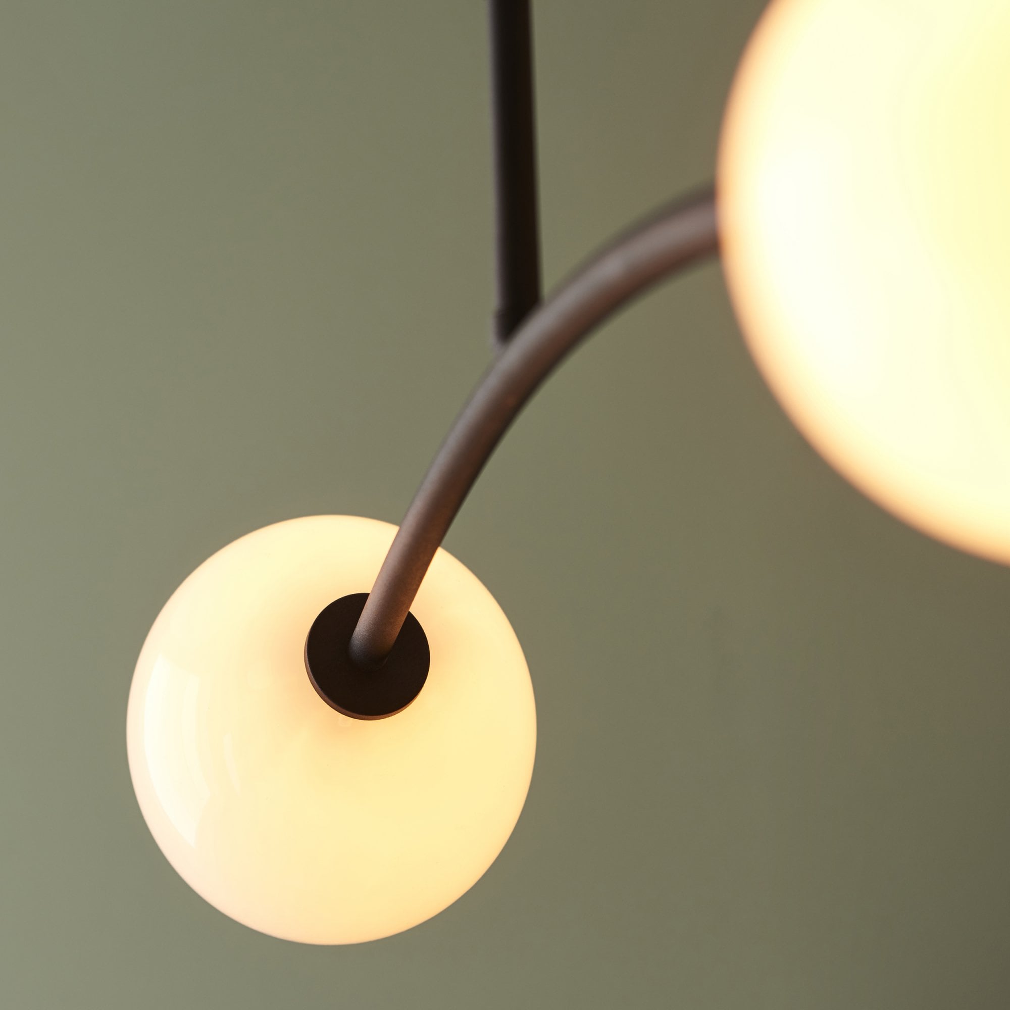 Utopia Moon 4 Light Semi Flush Pendant - Matt Black - 90cm Diameter