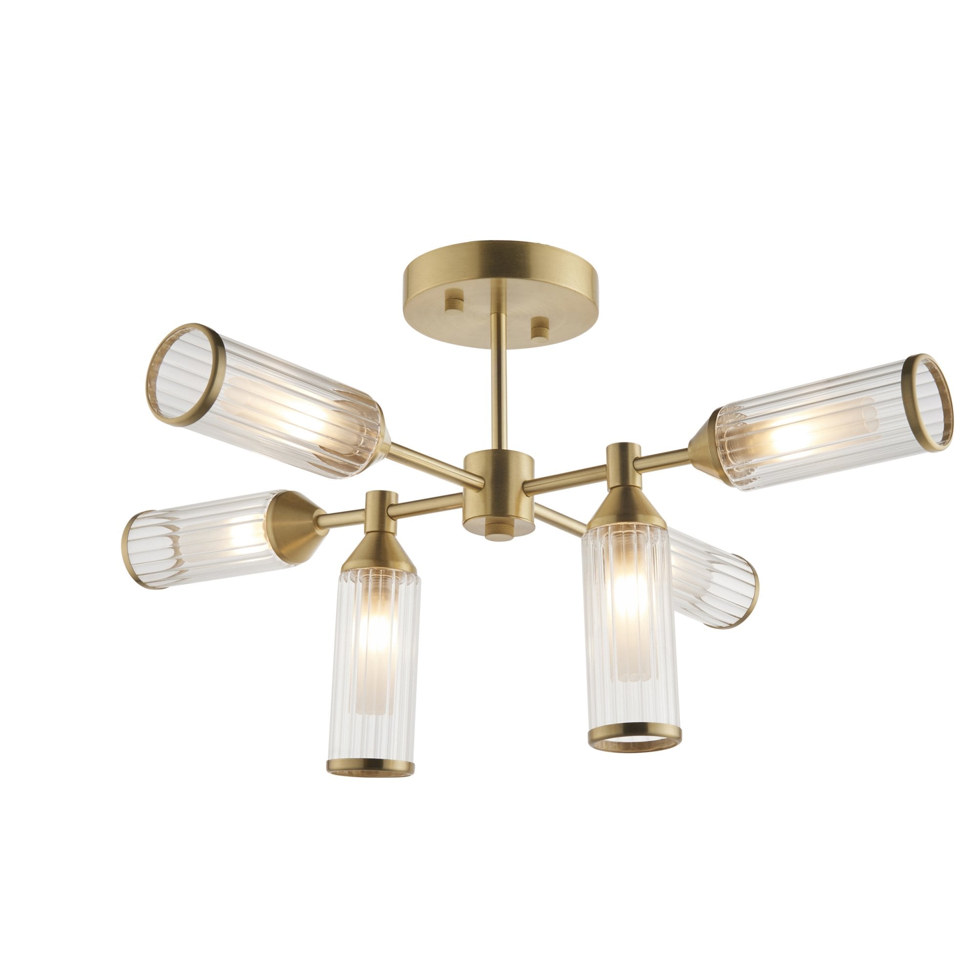 Utopia Matrix 6 Light Semi Flush Pendant - Satin Brass - 59cm Diameter