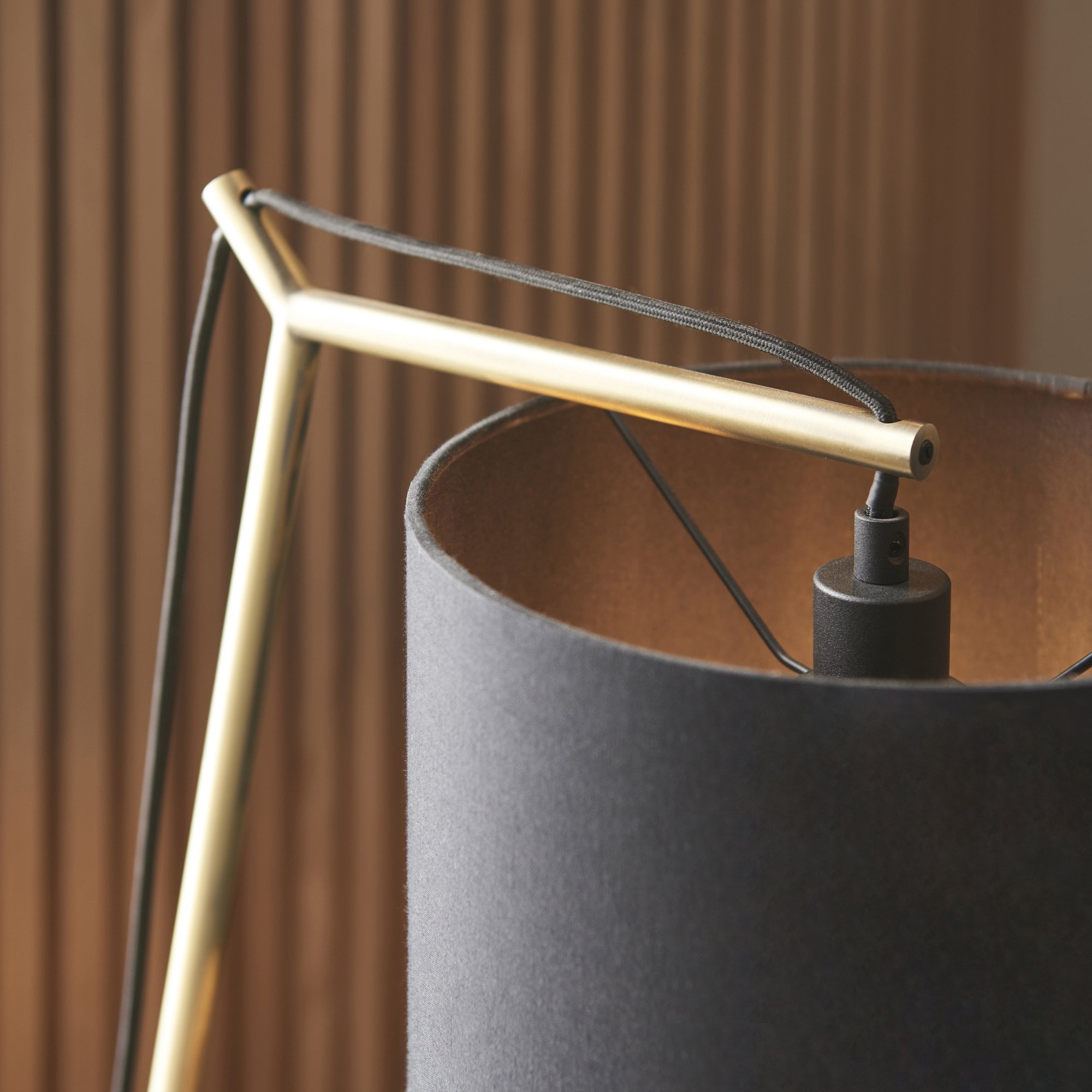Endon Point Table Lamp - Matt Brass And Black Shade