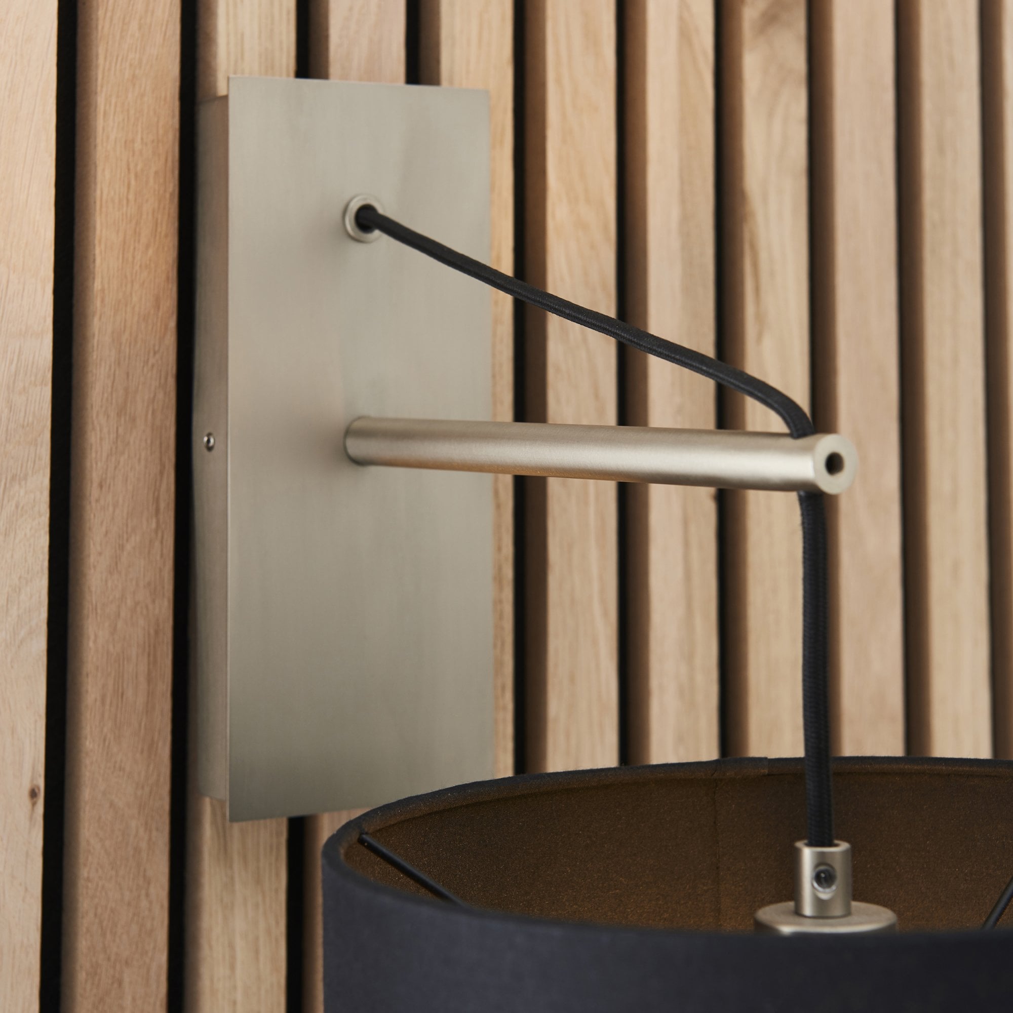 Endon Point Wall Light - Matt Nickel And Black Shade