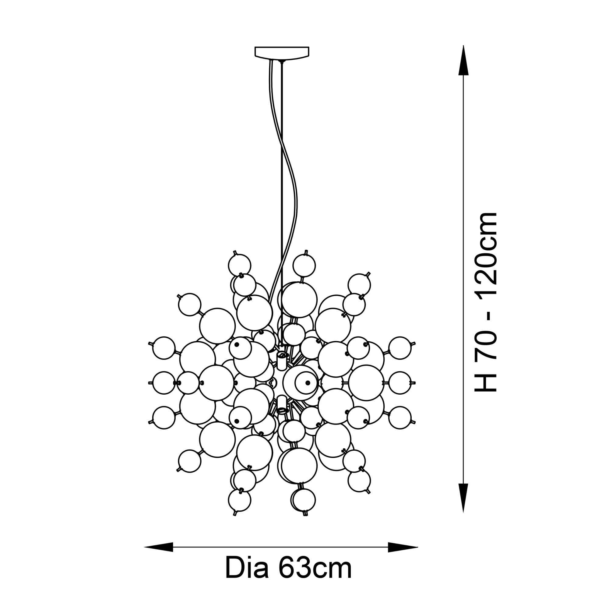 Endon Bubble 9 Light Pendant Chandelier - Copper With Copper Mirror And Tinted Glass - 63cm Diameter