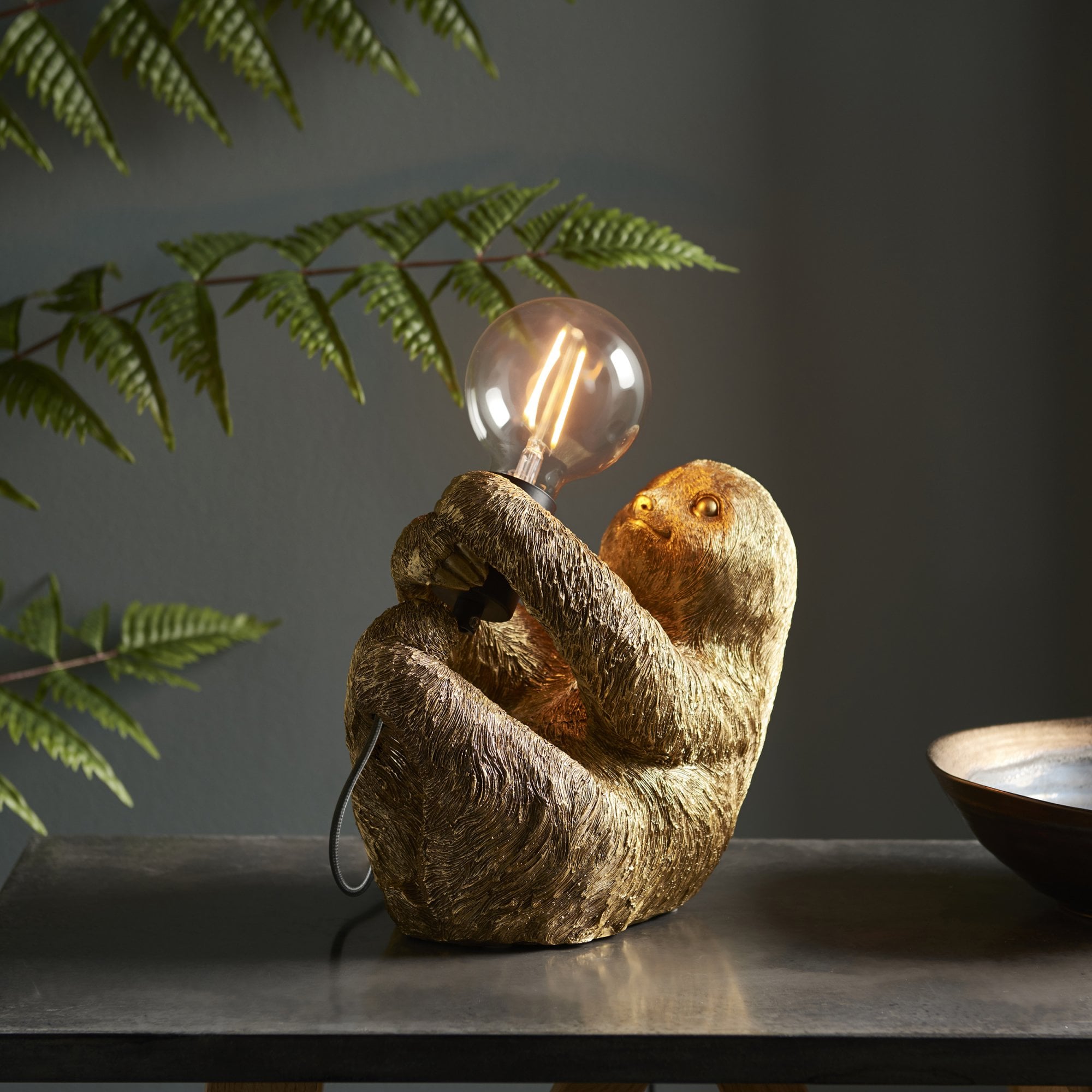 Endon Sleepy Sloth Table Lamp - Vintage Gold