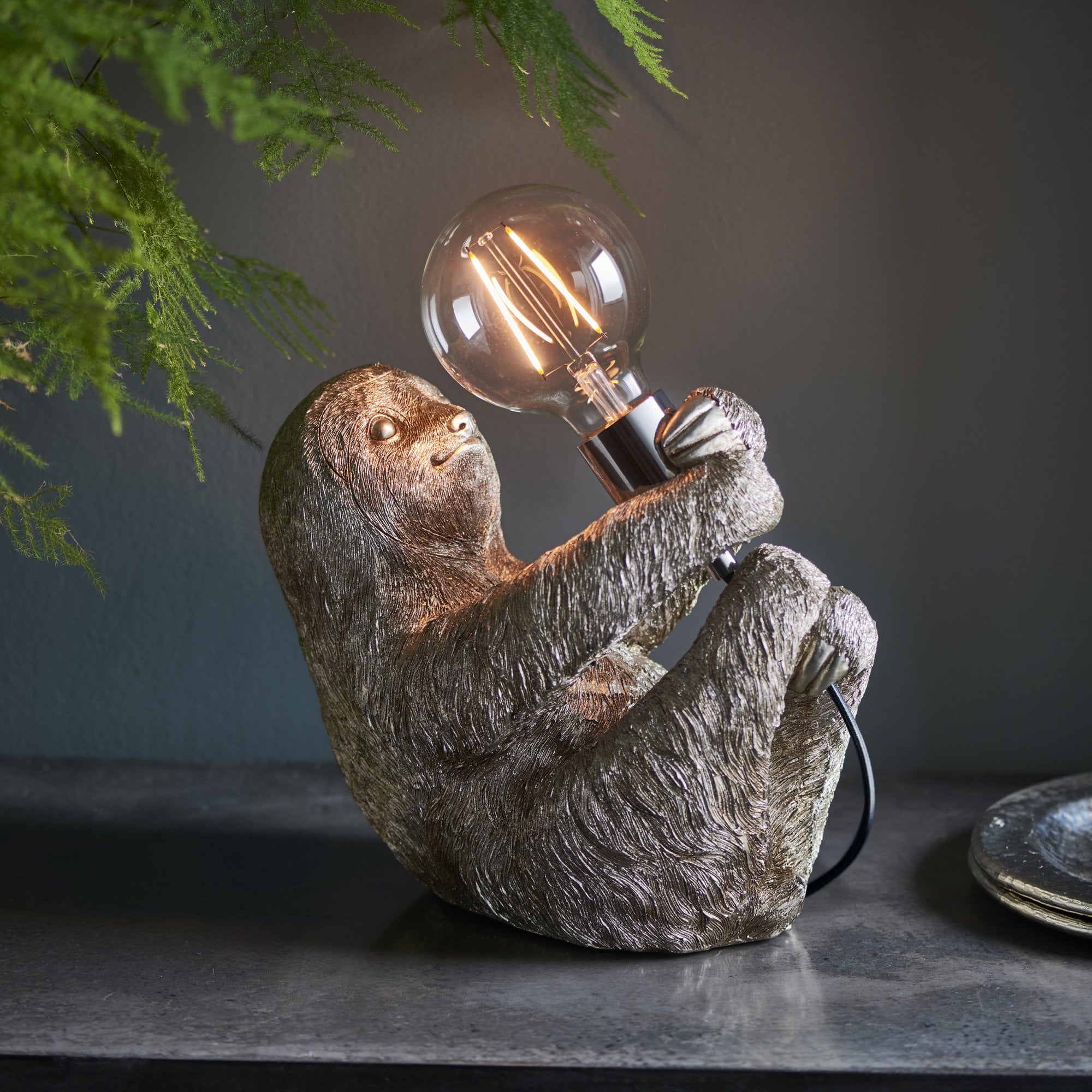 Endon Sleepy Sloth Table Lamp - Vintage Silver