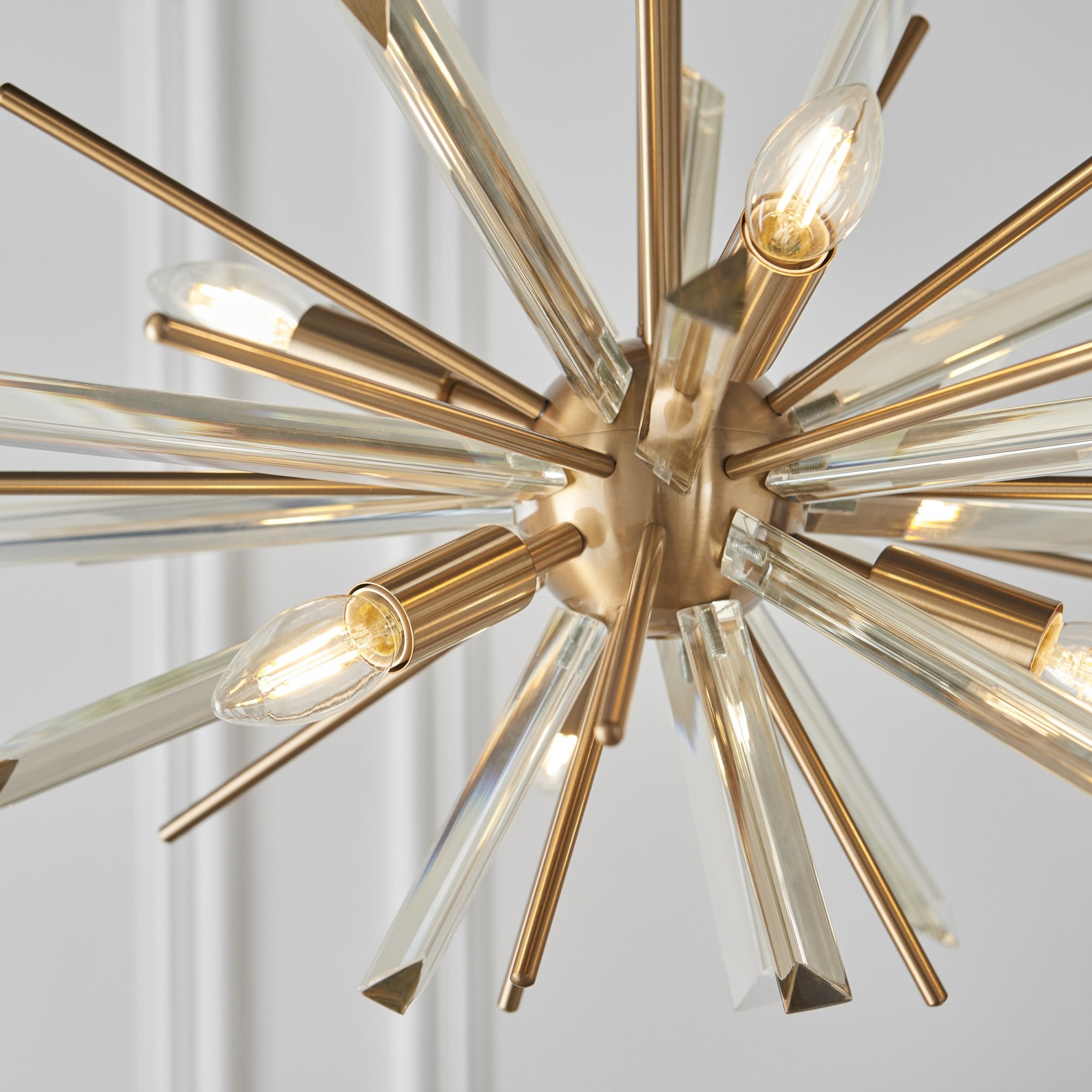 Utopia Spike 6 Light Pendant - Antique Brass - 60cm Diameter