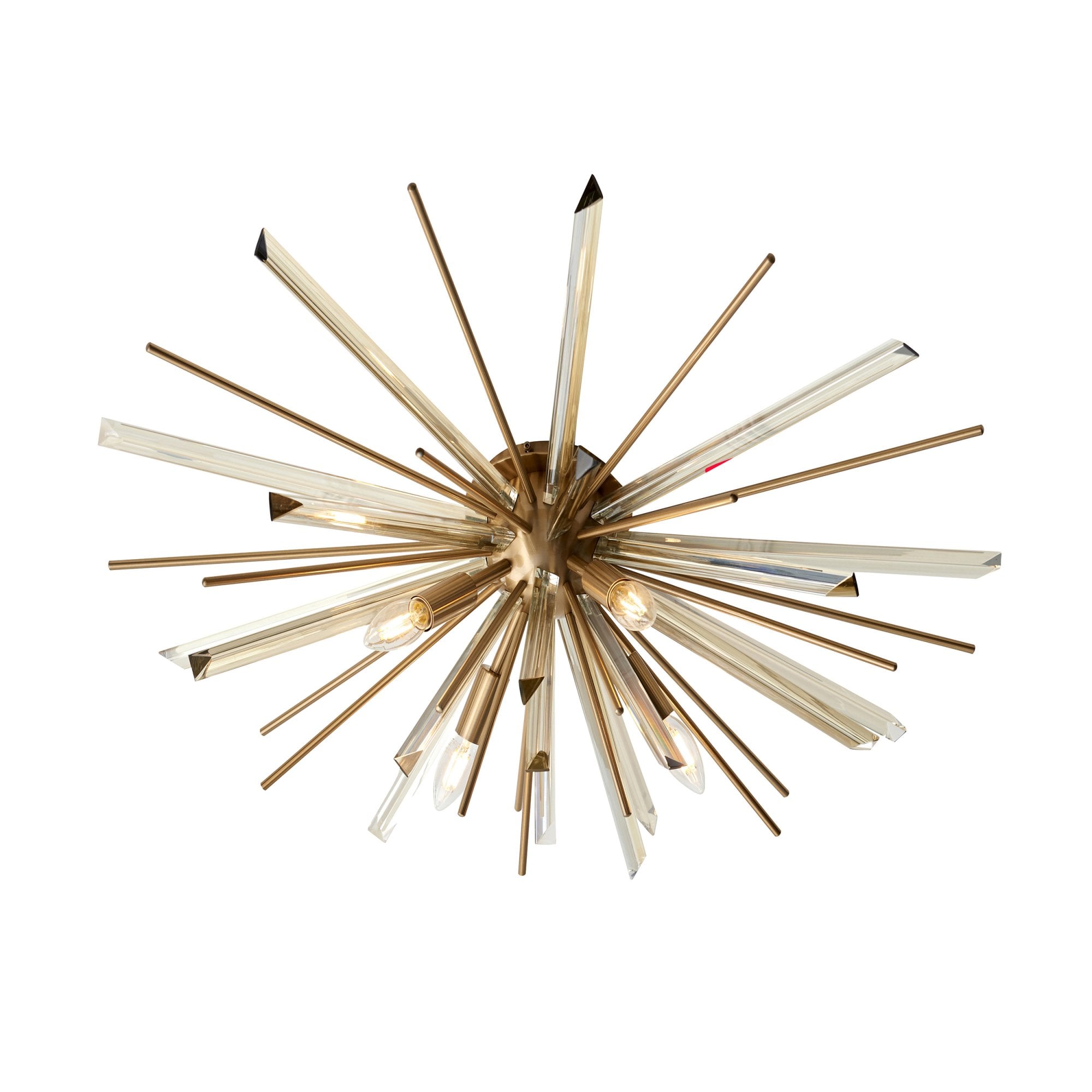 Utopia Spike 4 Light Flush Fitting - Antique Brass - 80cm Diameter