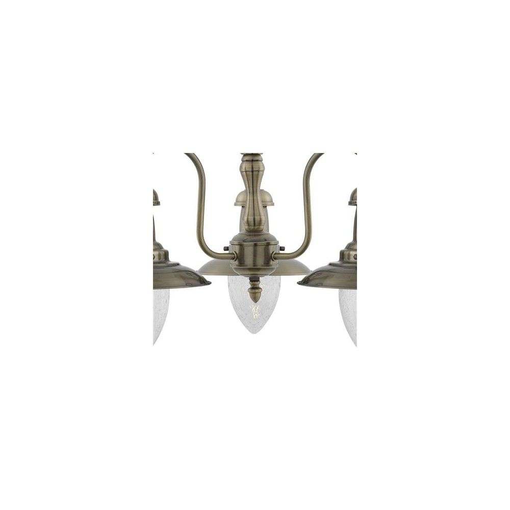 Searchlight Falkland - 3 Light Ceiling Pendant, Antique Brass With Seeded Glass Shades