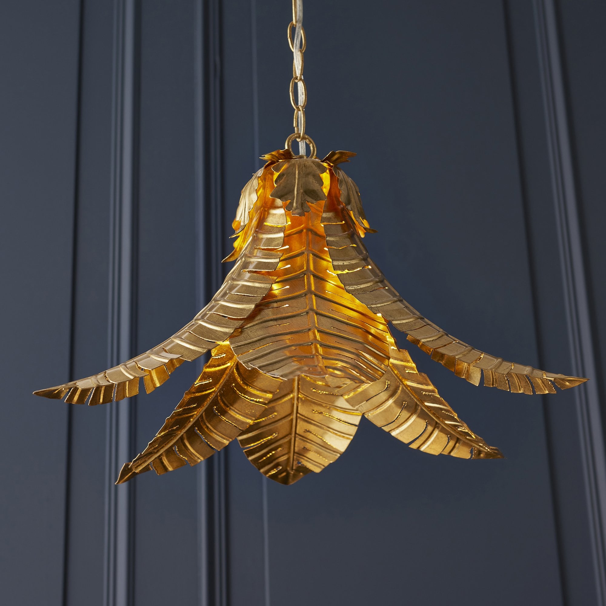 Endon Tropical Single Pendant - Gold - 48cm Diameter