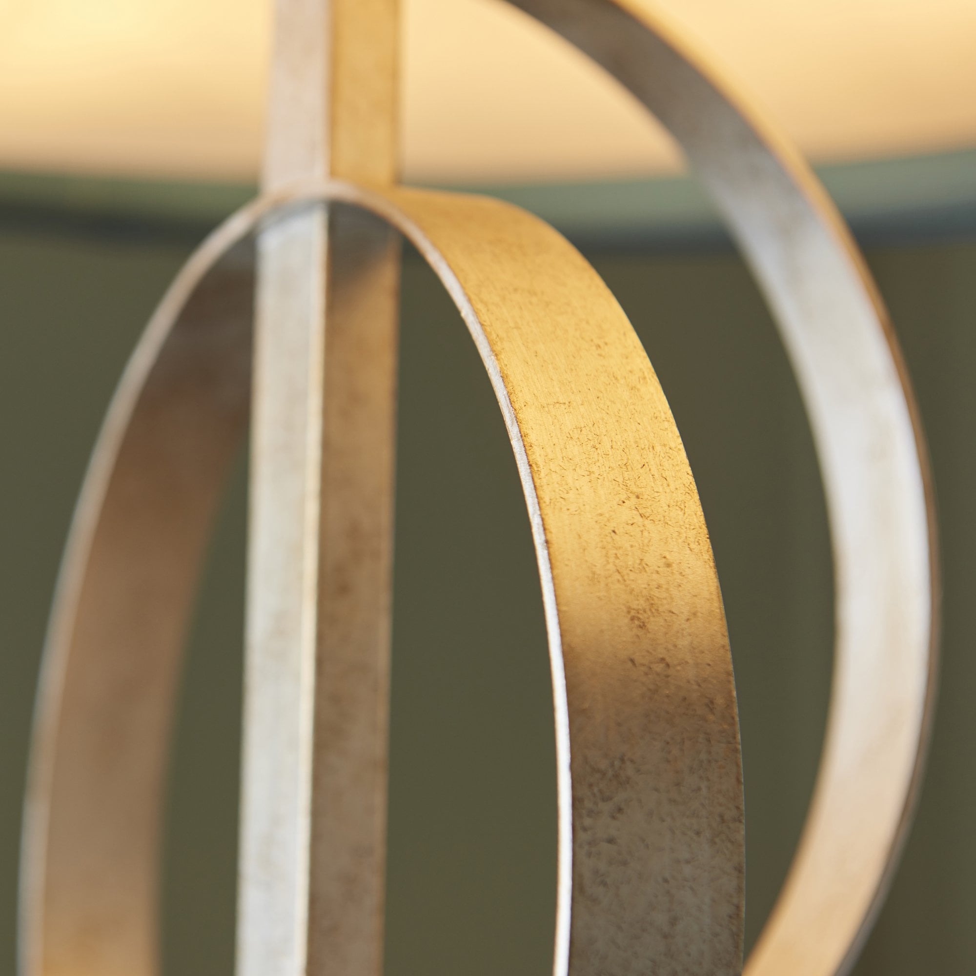 Utopia Interlink 5 Light Pendant - Antique Silver Leaf With Teal Shade - 70cm Diameter