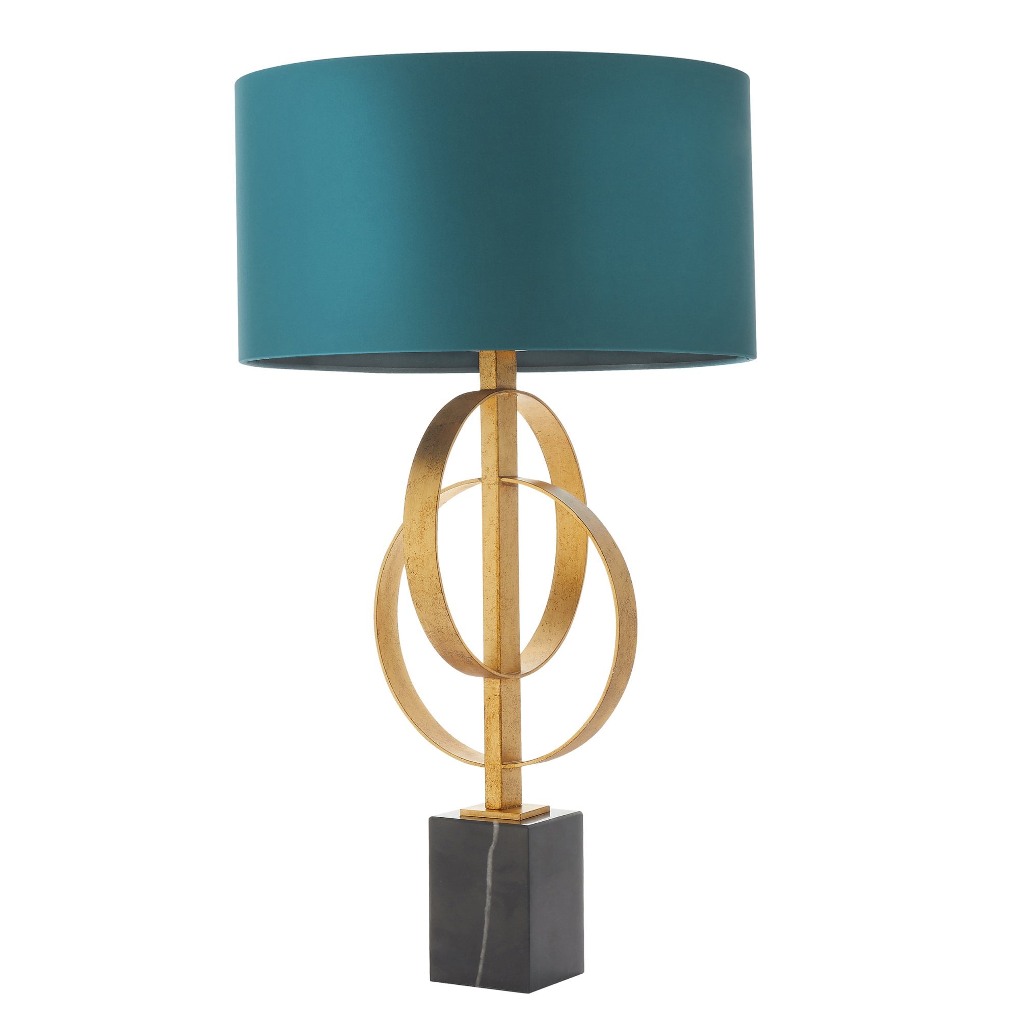 Utopia Interlink Table Lamp - Antique Gold With Teal Shade