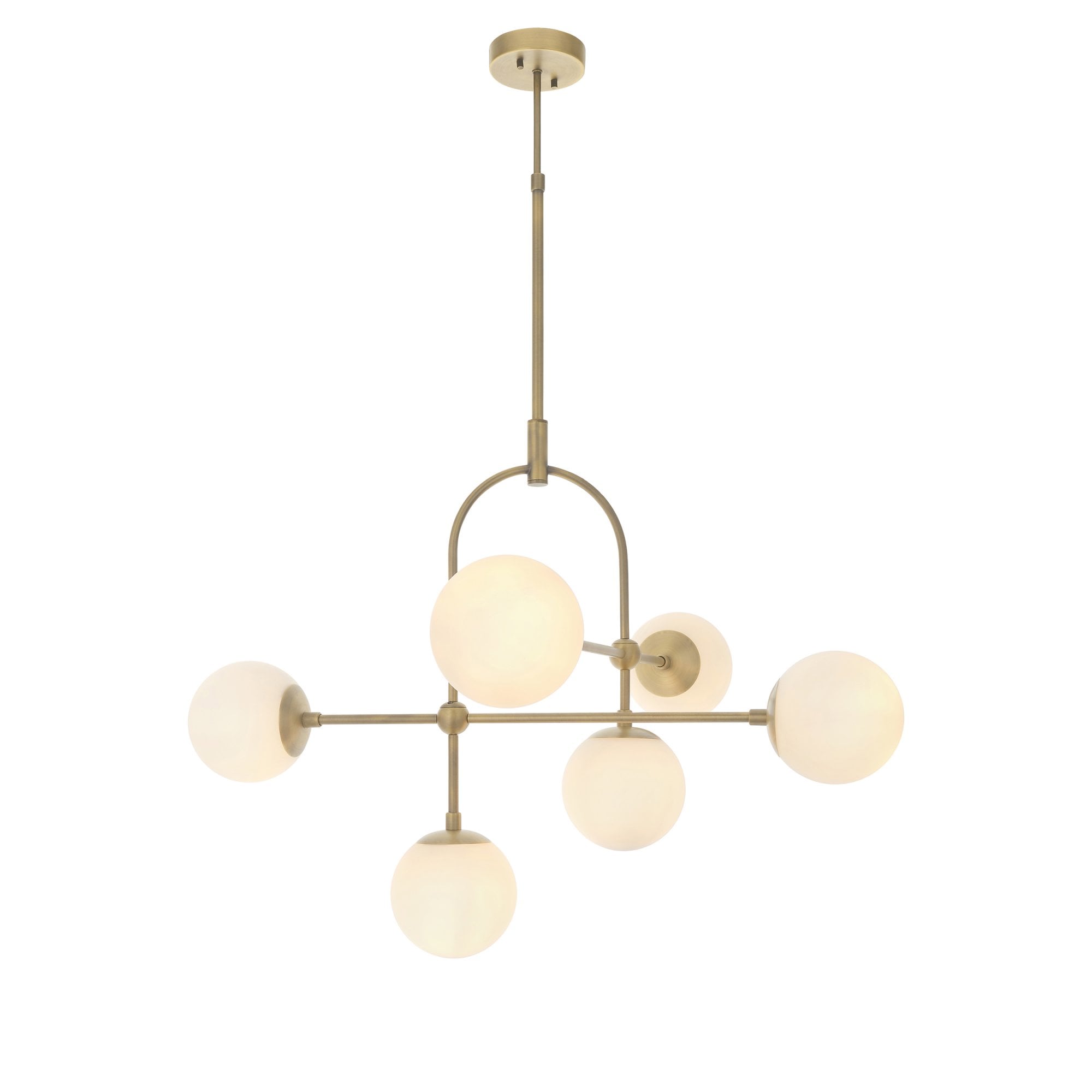 Utopia Sphere 6 Light Semi Flush Fitting - Antique Brass - 86cm Diameter
