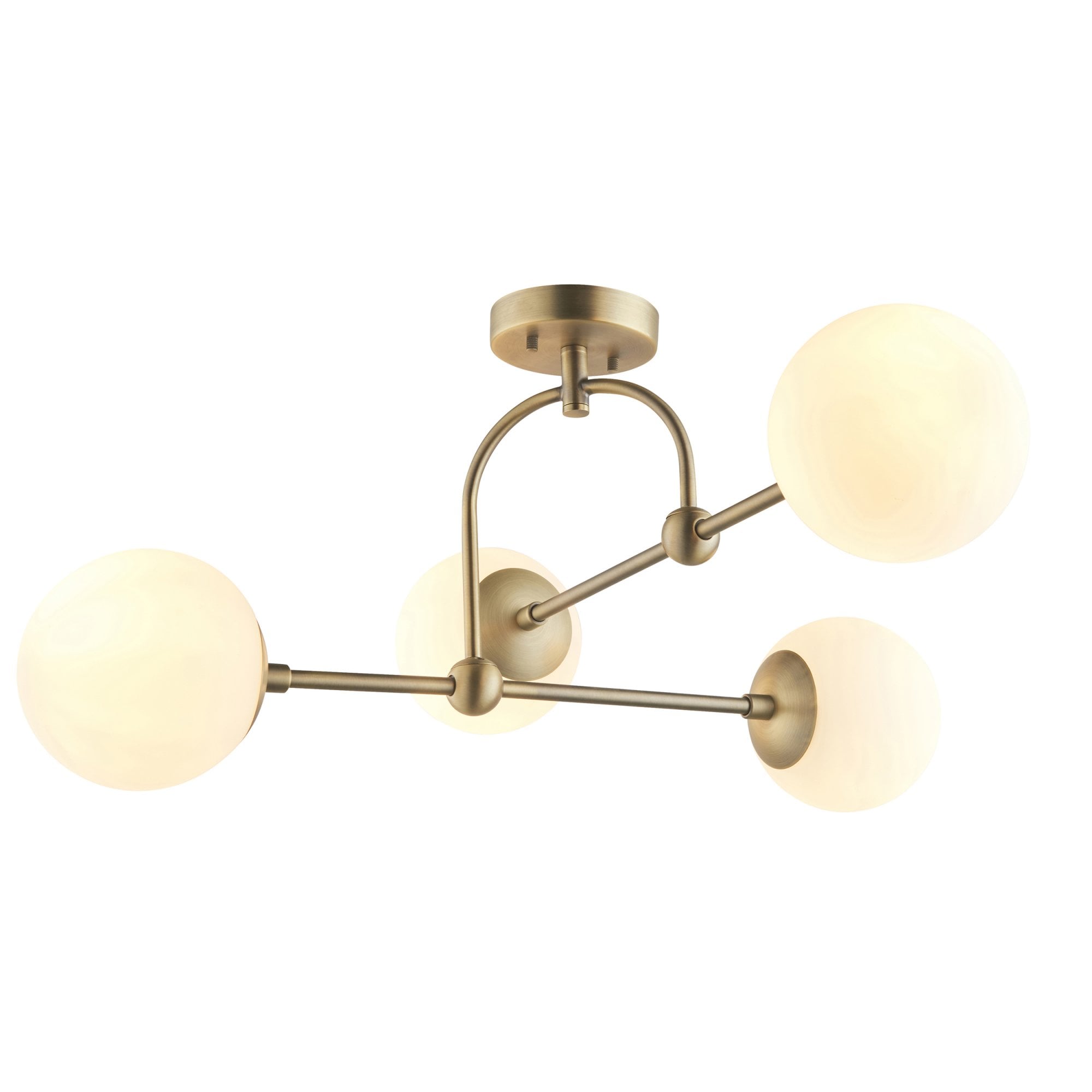Utopia Sphere 4 Light Semi Flush Fitting - Matt Antique Brass - 70cm Diameter