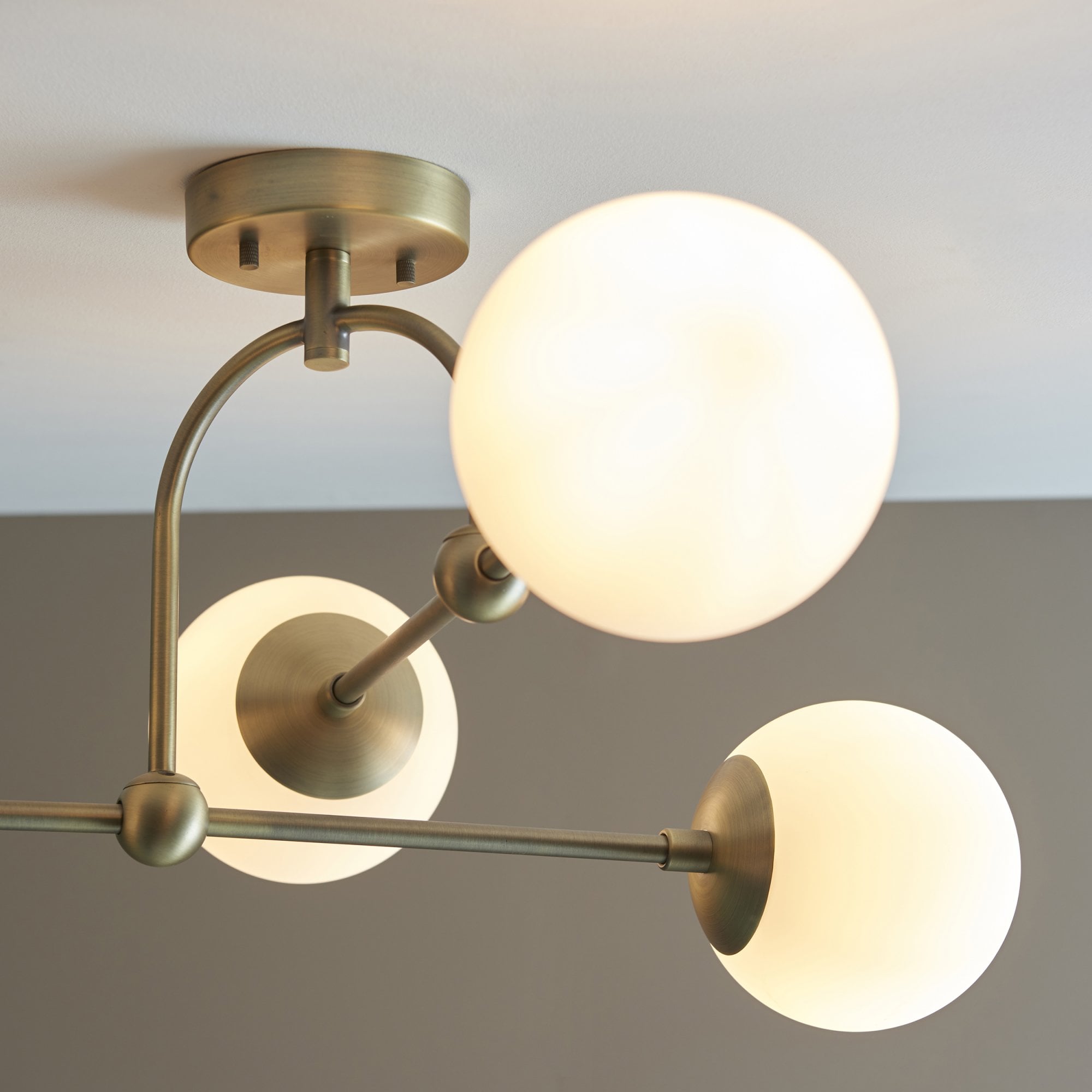 Utopia Sphere 4 Light Semi Flush Fitting - Matt Antique Brass - 70cm Diameter