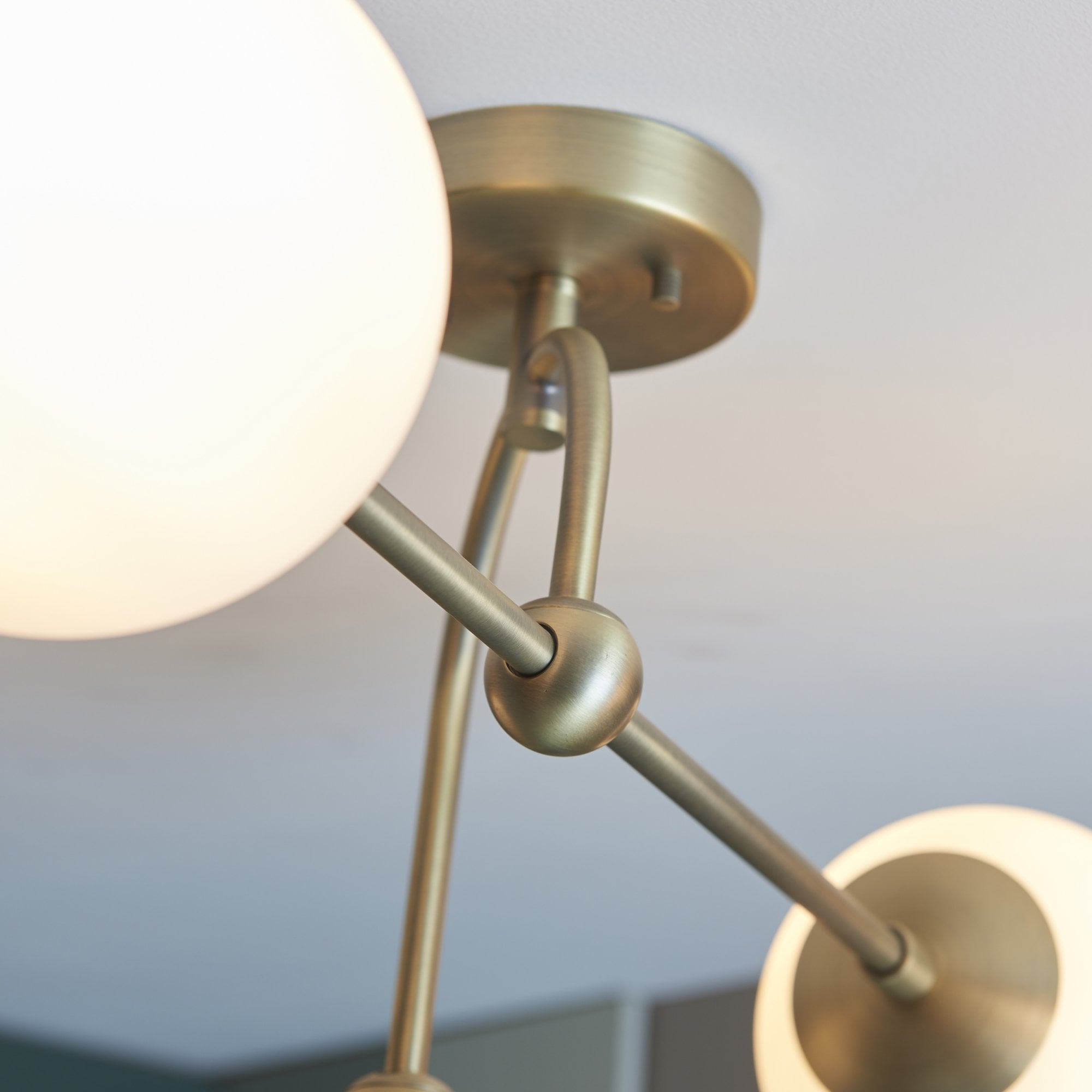 Utopia Sphere 4 Light Semi Flush Fitting - Matt Antique Brass - 70cm Diameter