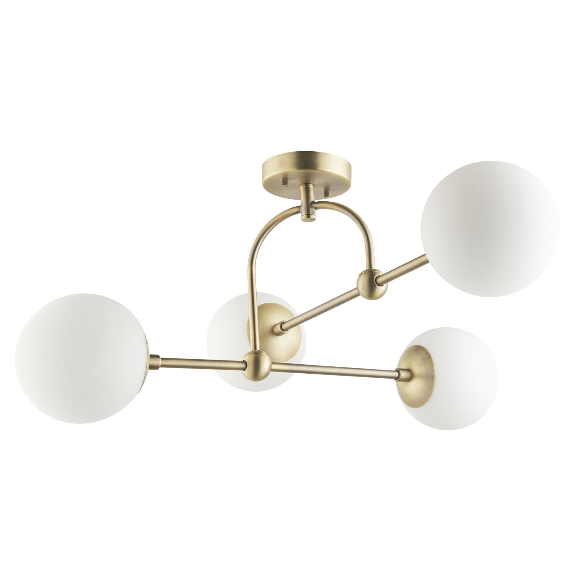 Utopia Sphere 4 Light Semi Flush Fitting - Matt Antique Brass - 70cm Diameter