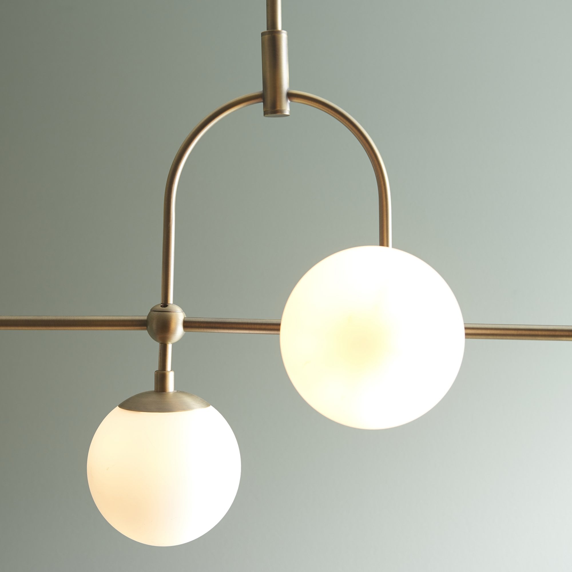 Utopia Sphere 5 Light Linear Pendant - Antique Brass - Length 162cm
