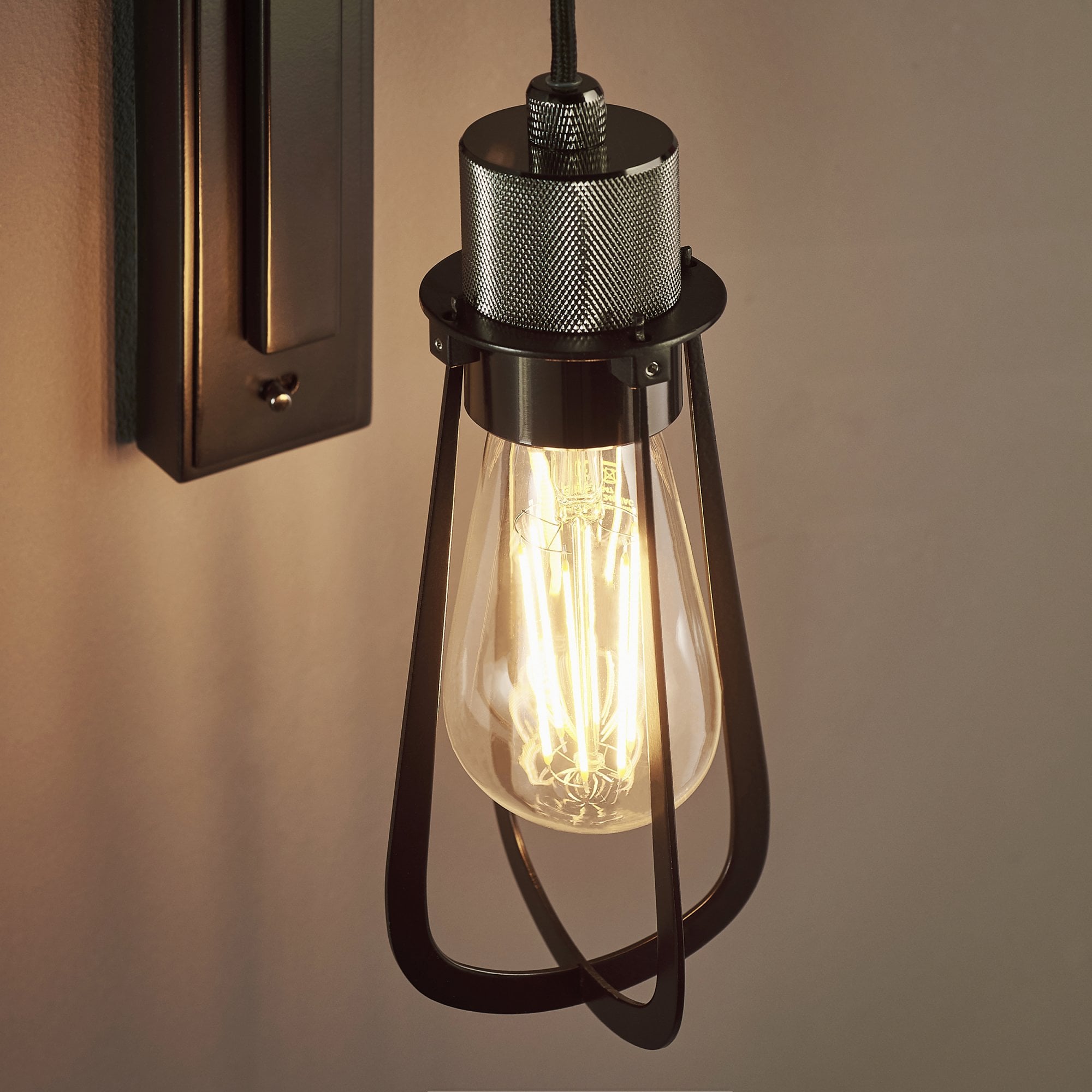 Endon Metallic Wall Light - Black Chrome