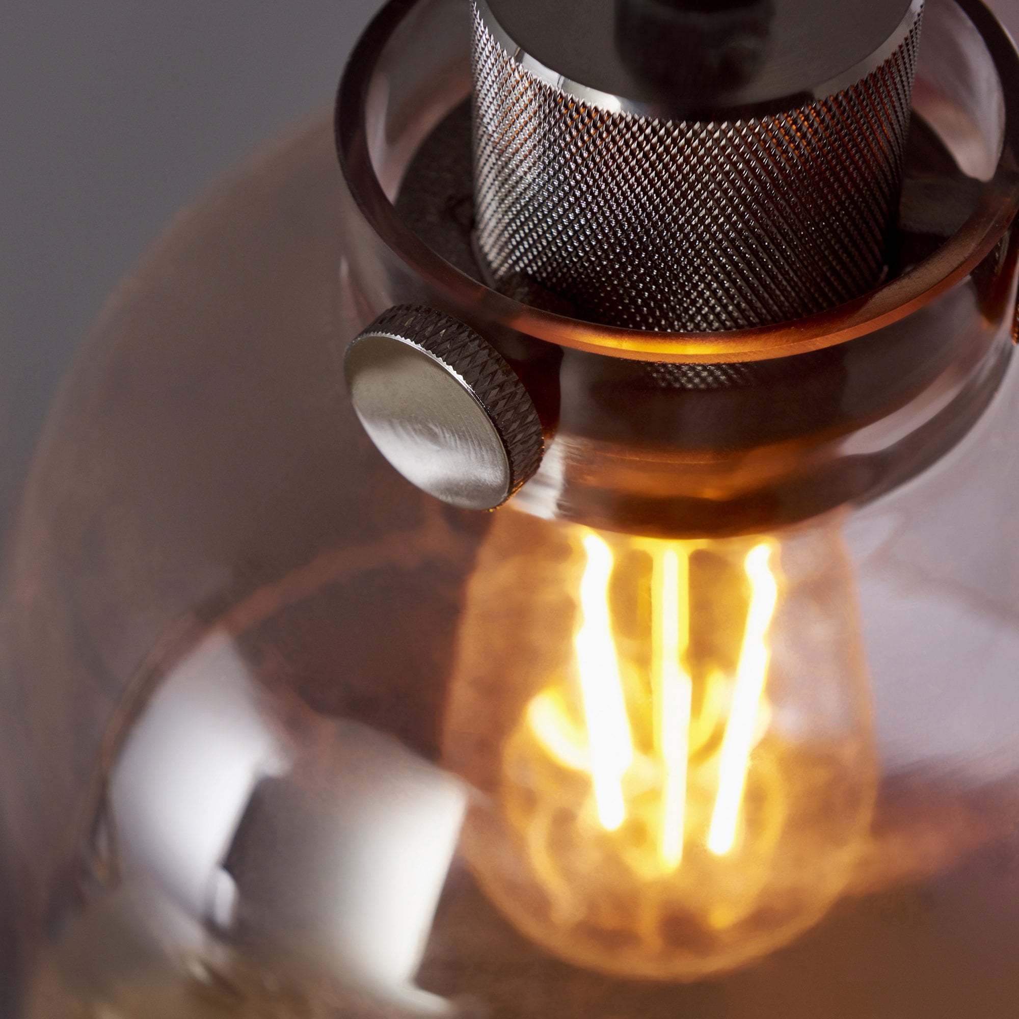 Endon Metallic Single Pendant - Black Chrome With Smoked Grey Tinted Glass