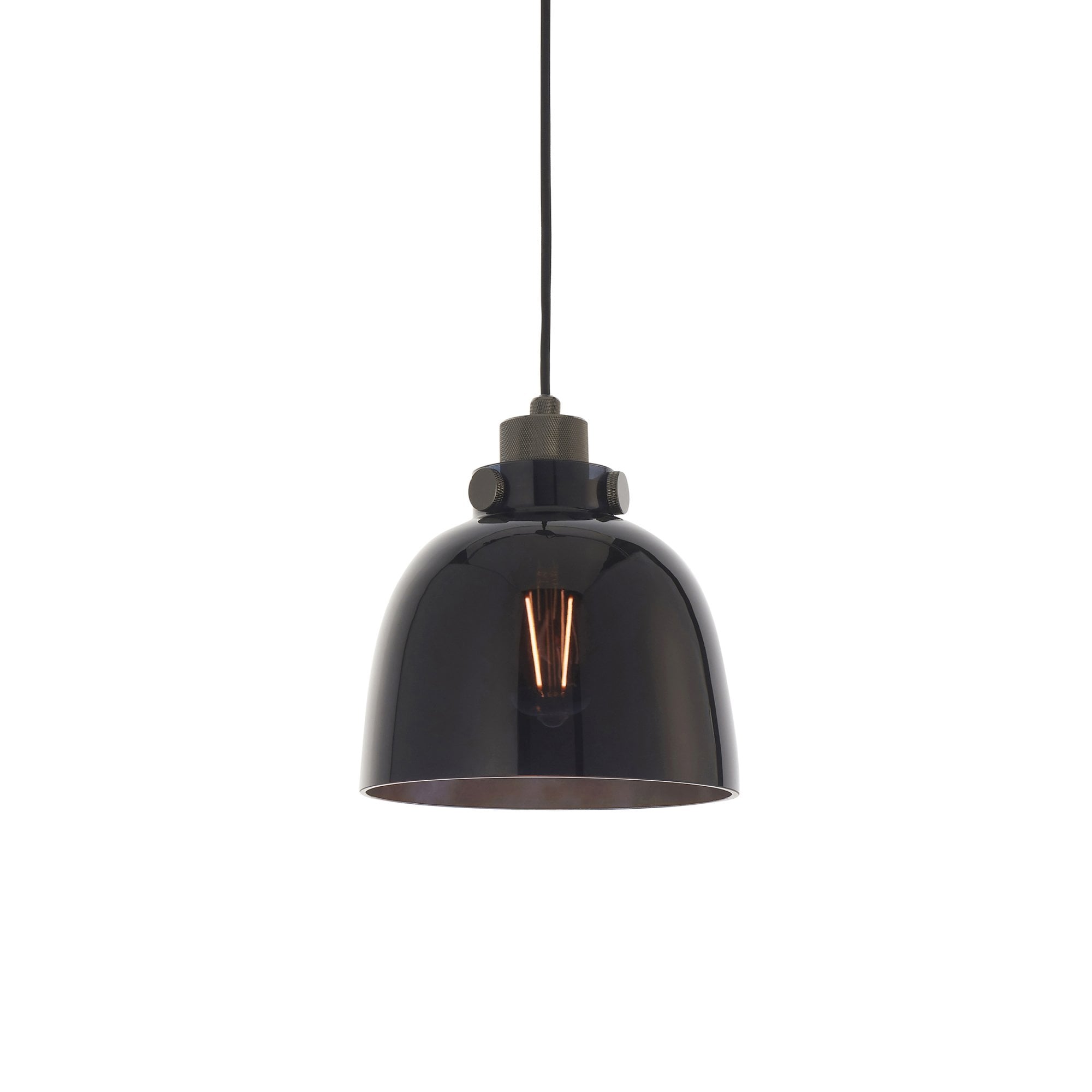 Endon Metallic Single Pendant - Black Chrome With Black Tinted Glass