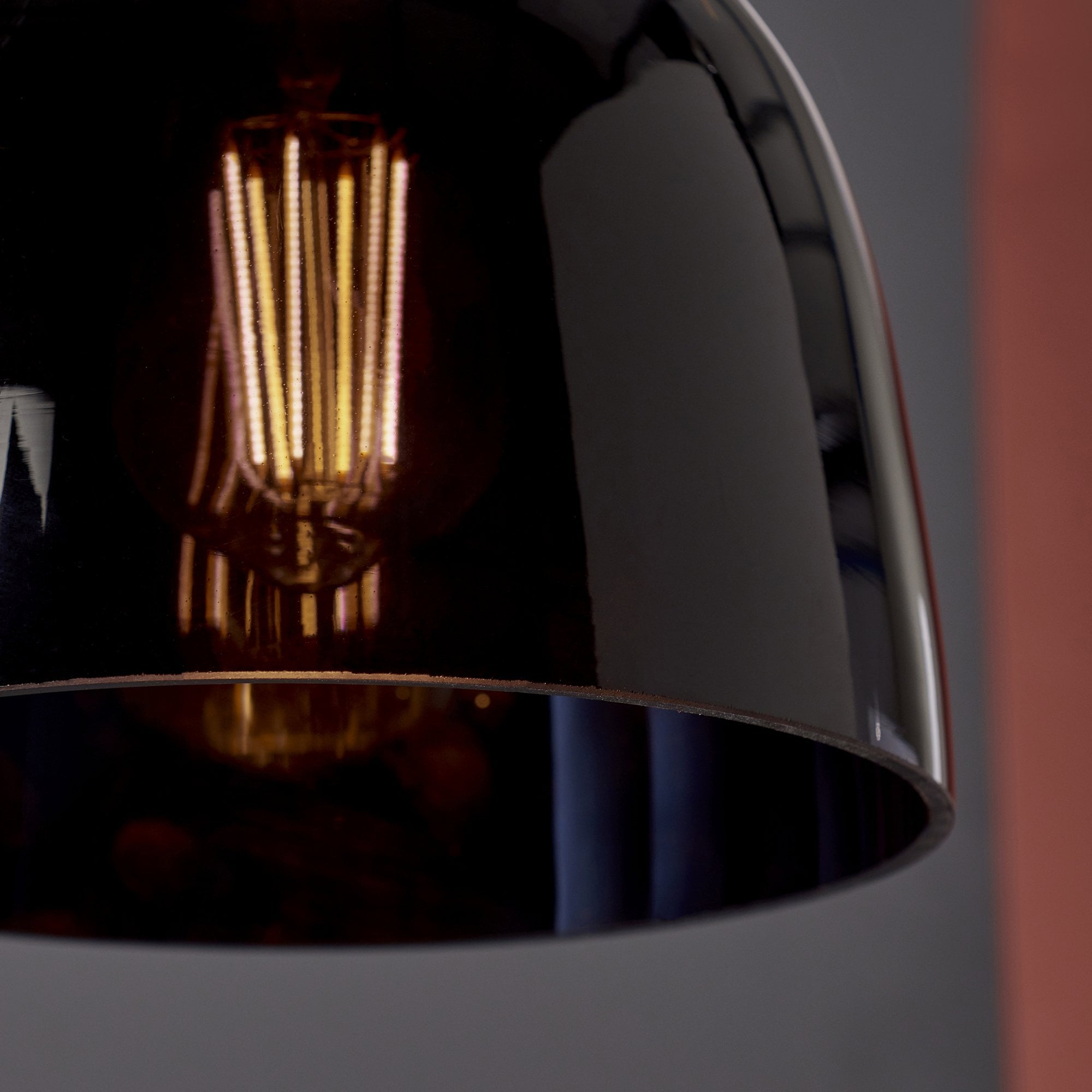 Endon Metallic Single Pendant - Black Chrome With Black Tinted Glass