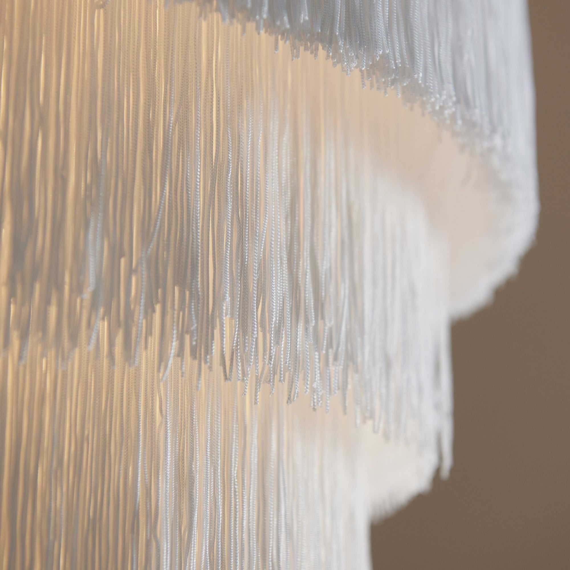 Utopia Gatsby 3 Light Pendant - Matt Gold With White Fringe Shade - 50cm Diameter