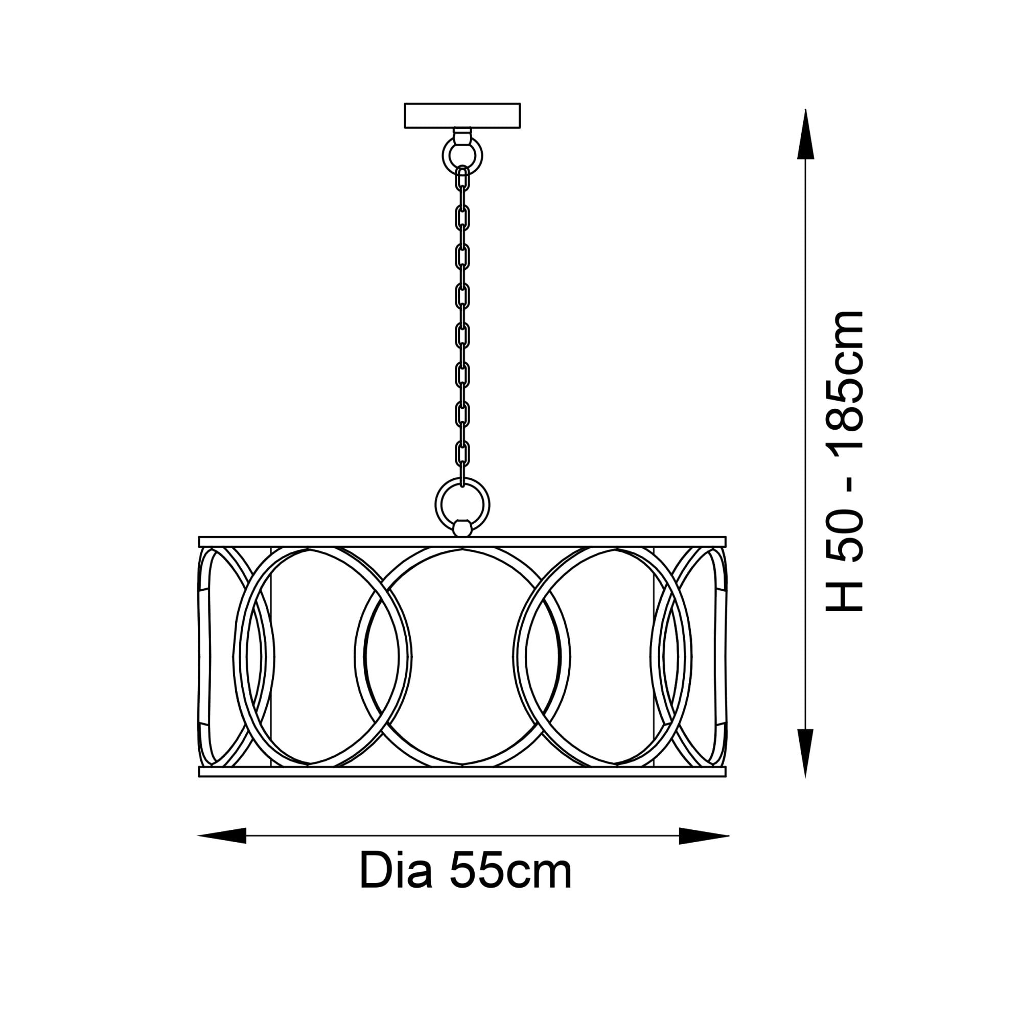 Utopia Ring 4 Light Pendant - Brushed Gold And White Inner Shade - 55cm Diameter