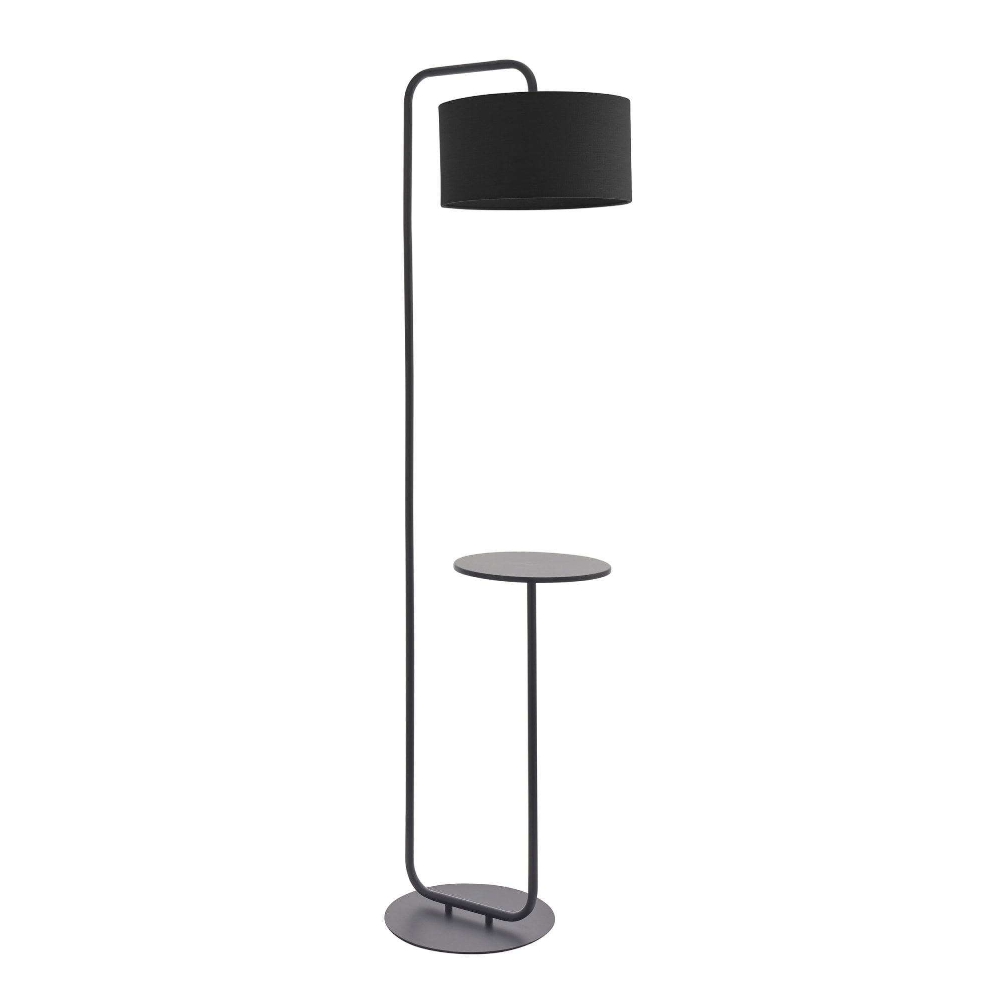 Endon The Modern Floor Lamp With Table - Satin Black With Black Shade