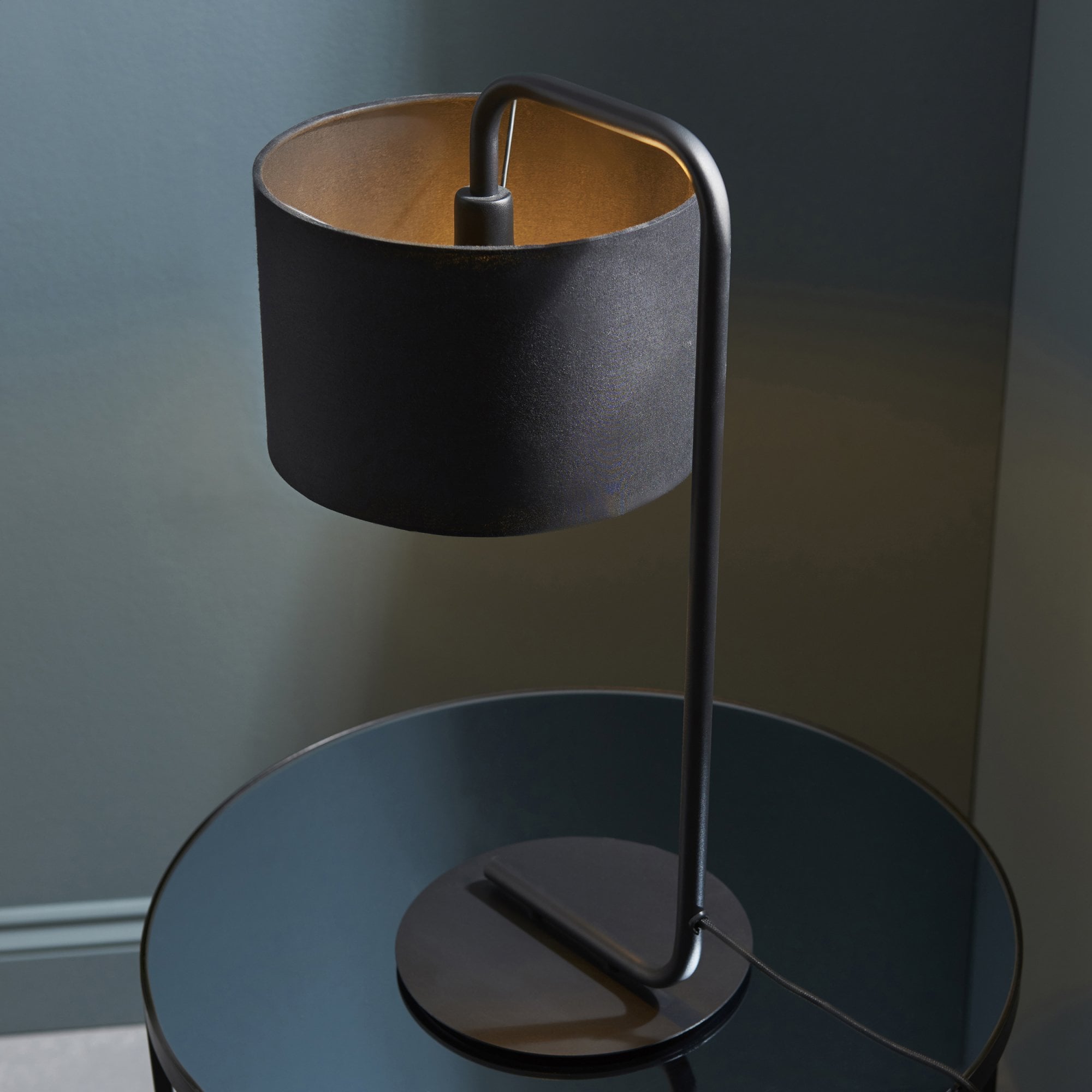 Endon The Modern Table Lamp - Satin Black With Black Shade