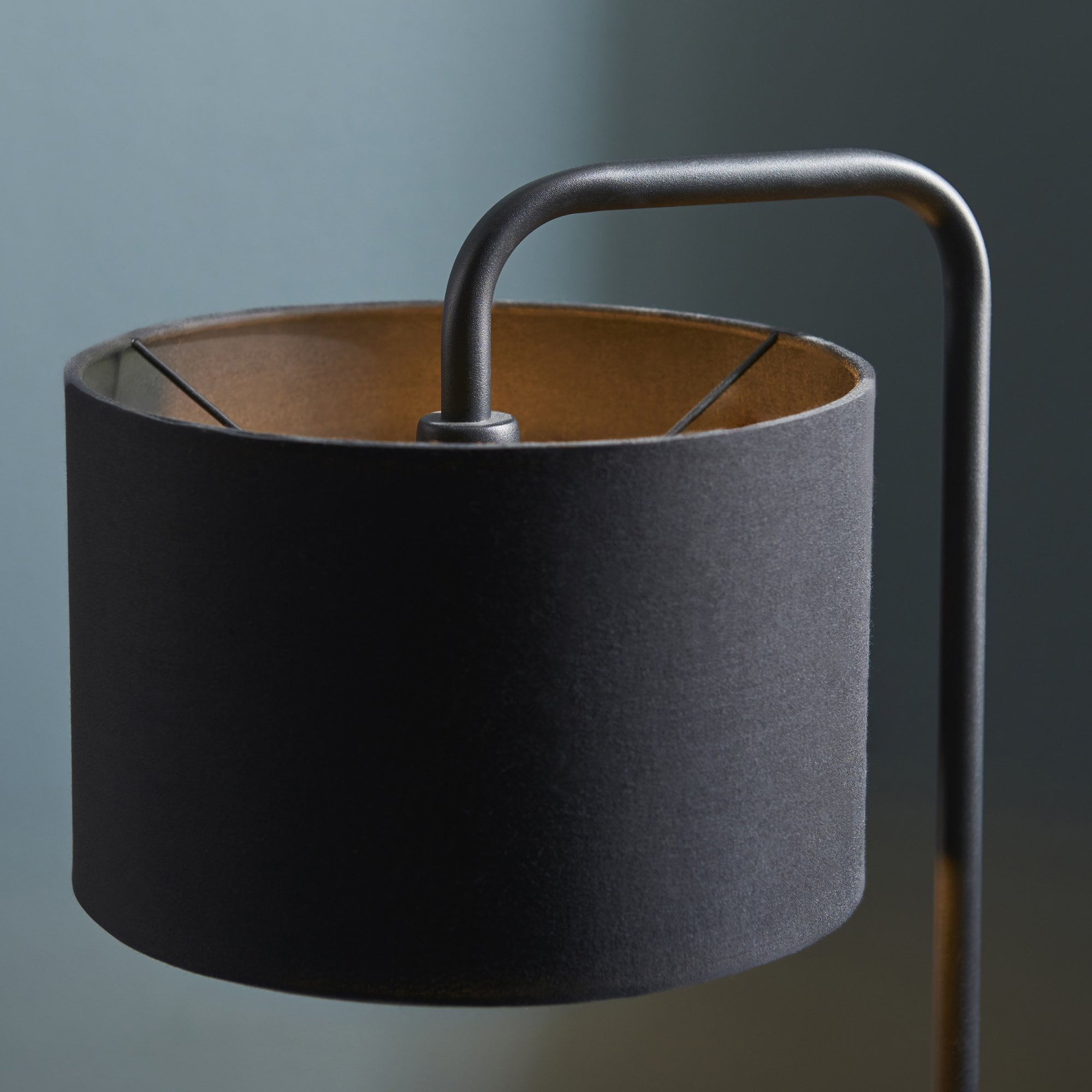 Endon The Modern Table Lamp - Satin Black With Black Shade