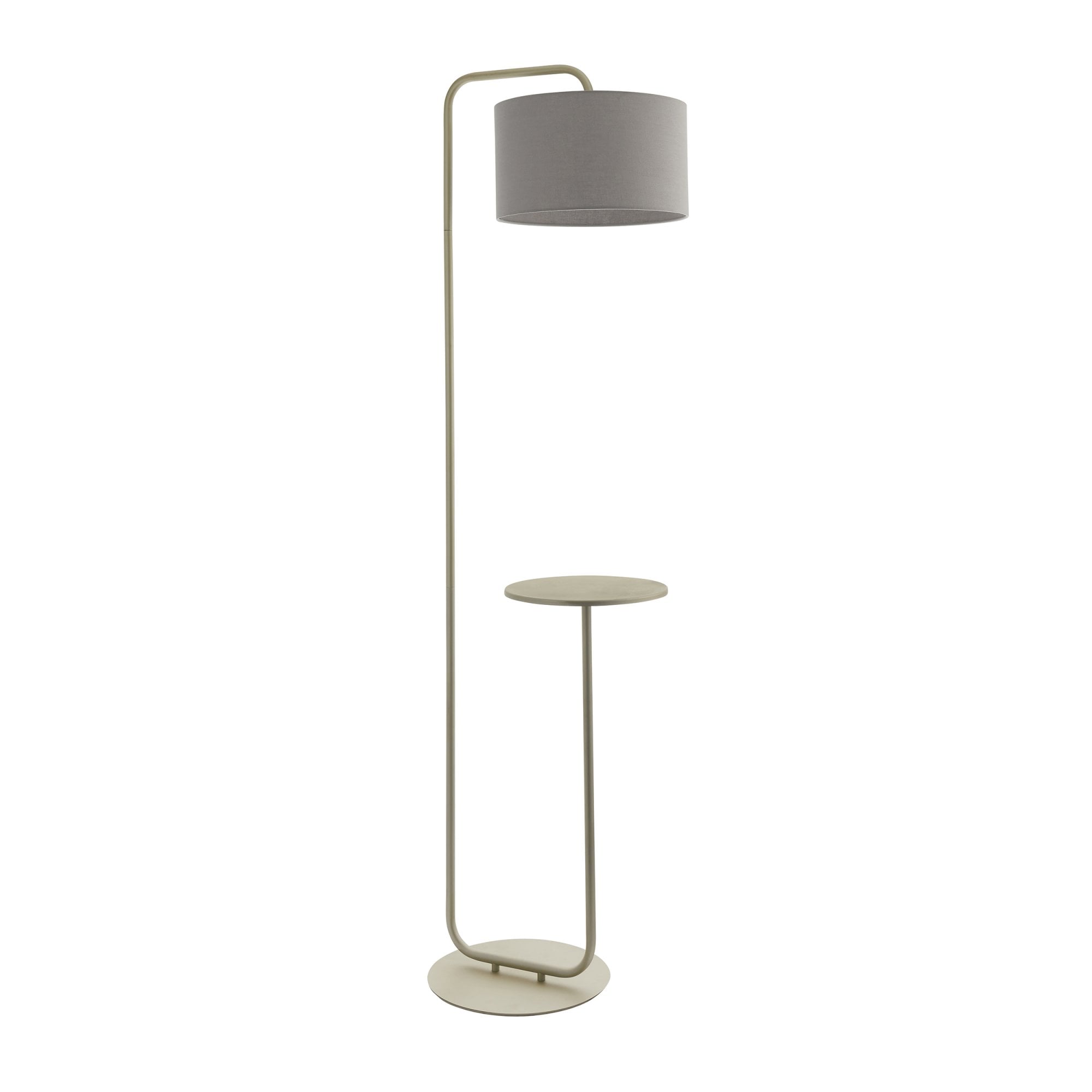 Endon The Modern Floor Lamp With Table - Satin Champagne With Slate Grey Shade