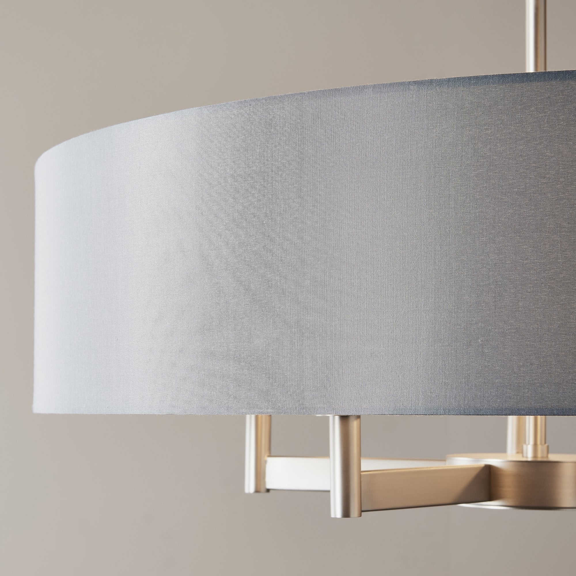 Endon Grande 5 Light Pendant Chandelier - Matt Nickel And Grey Shade - 80cm Diameter