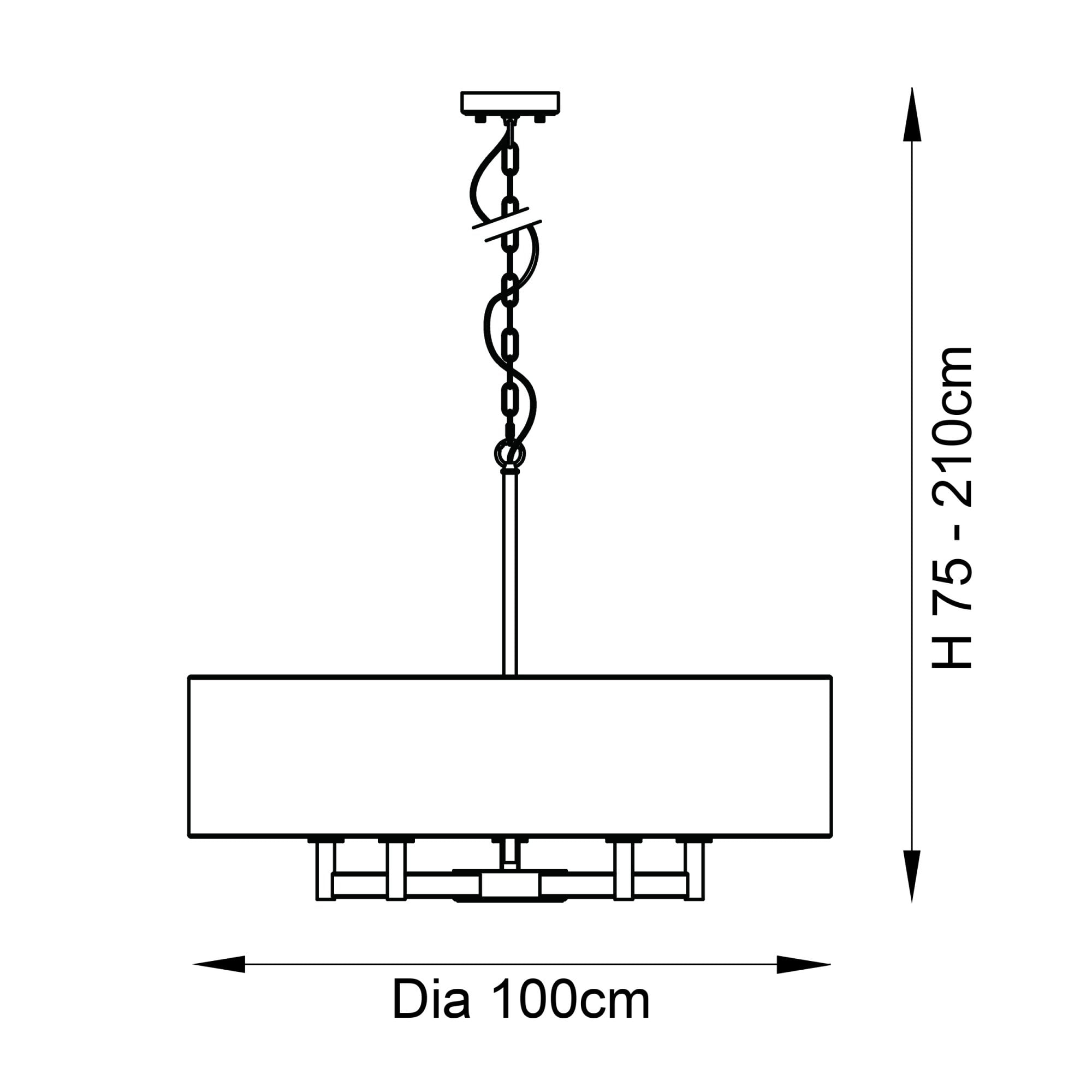 Endon Grande 5 Light Pendant Chandelier - Matt Nickel And Grey Shade - 80cm Diameter