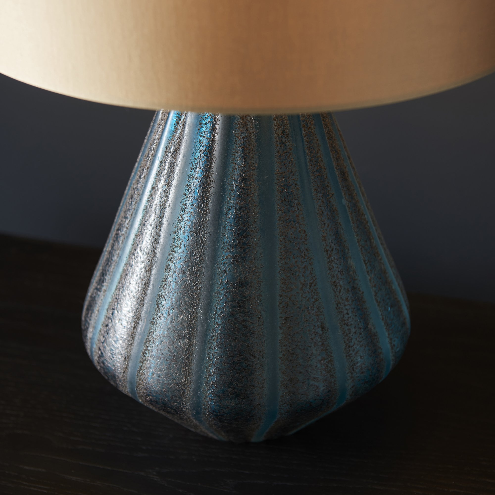 Utopia Stripe Table Lamp - Turquoise Glass And Gold Shade