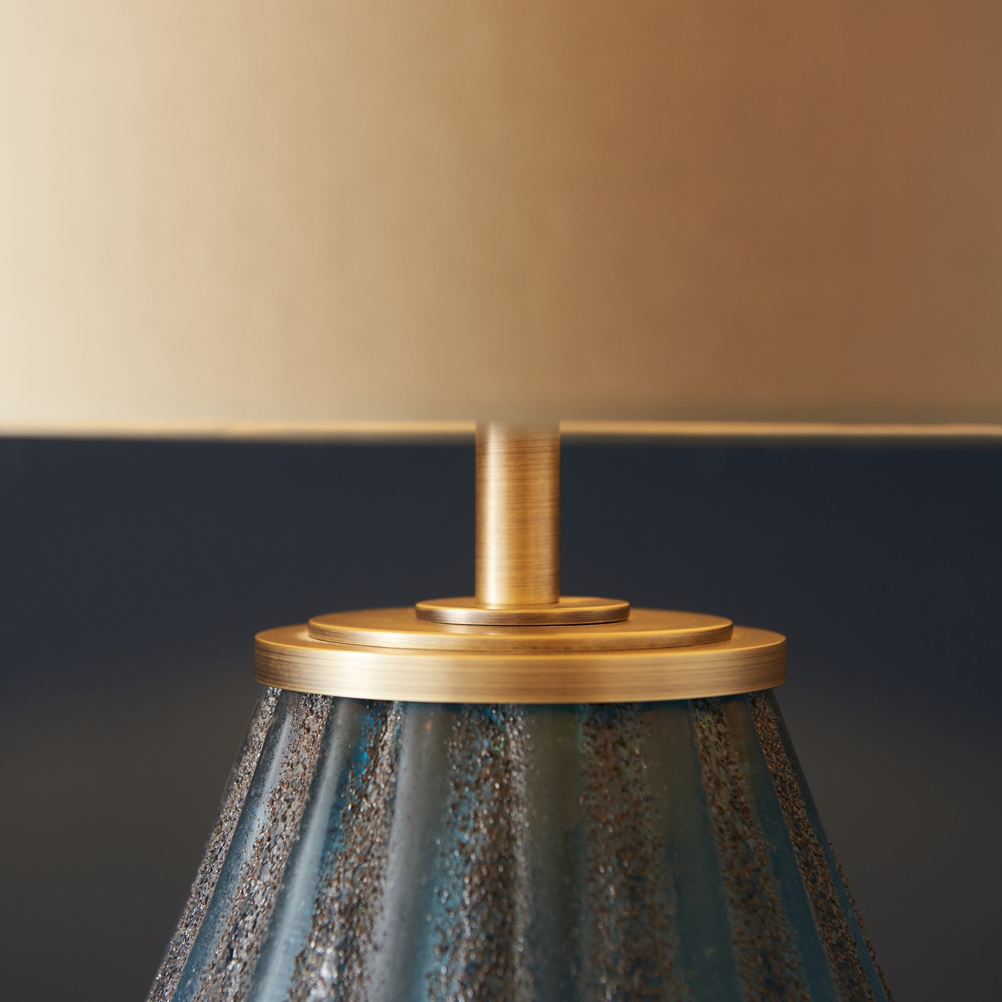 Utopia Stripe Table Lamp - Turquoise Glass And Gold Shade