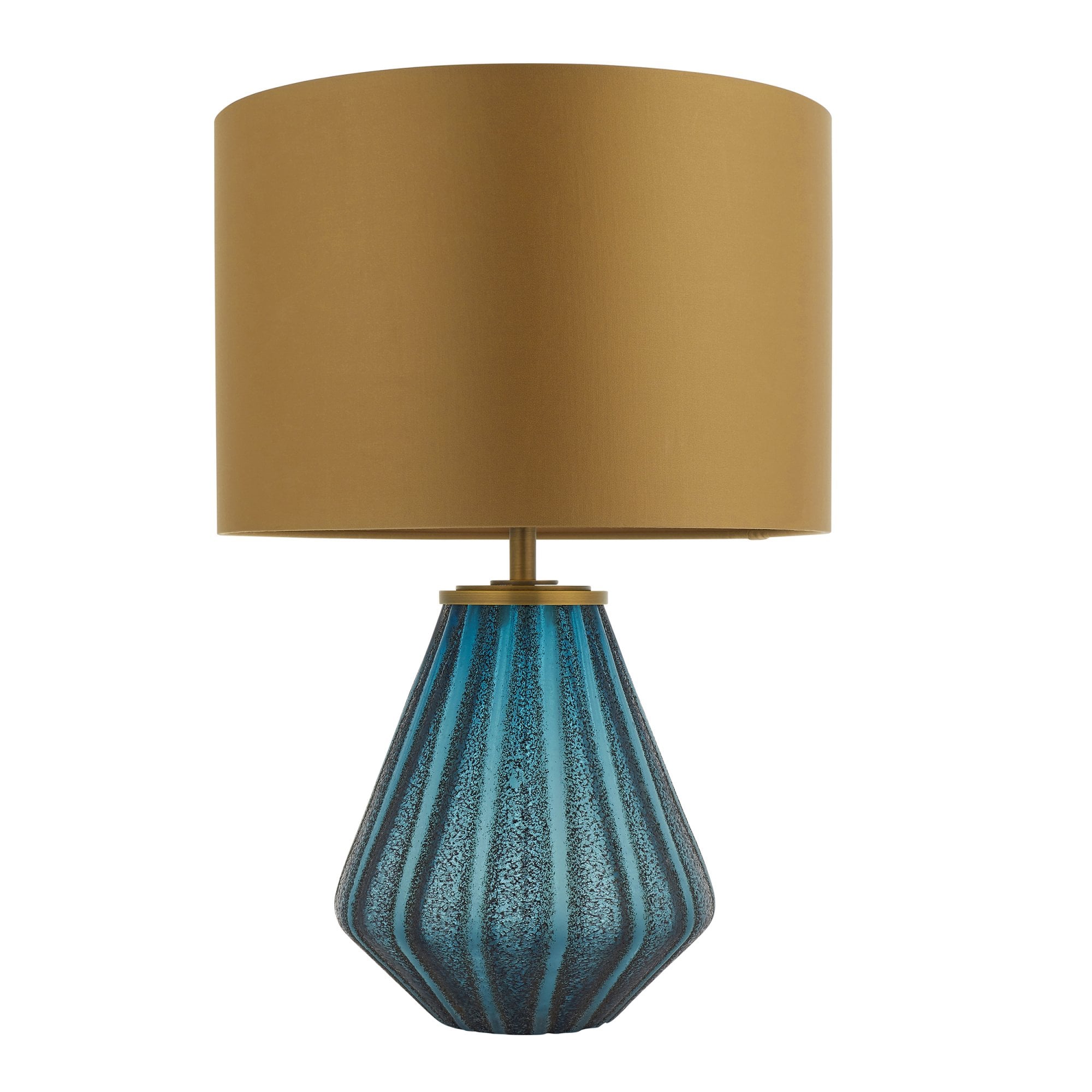 Utopia Stripe Table Lamp - Turquoise Glass And Gold Shade