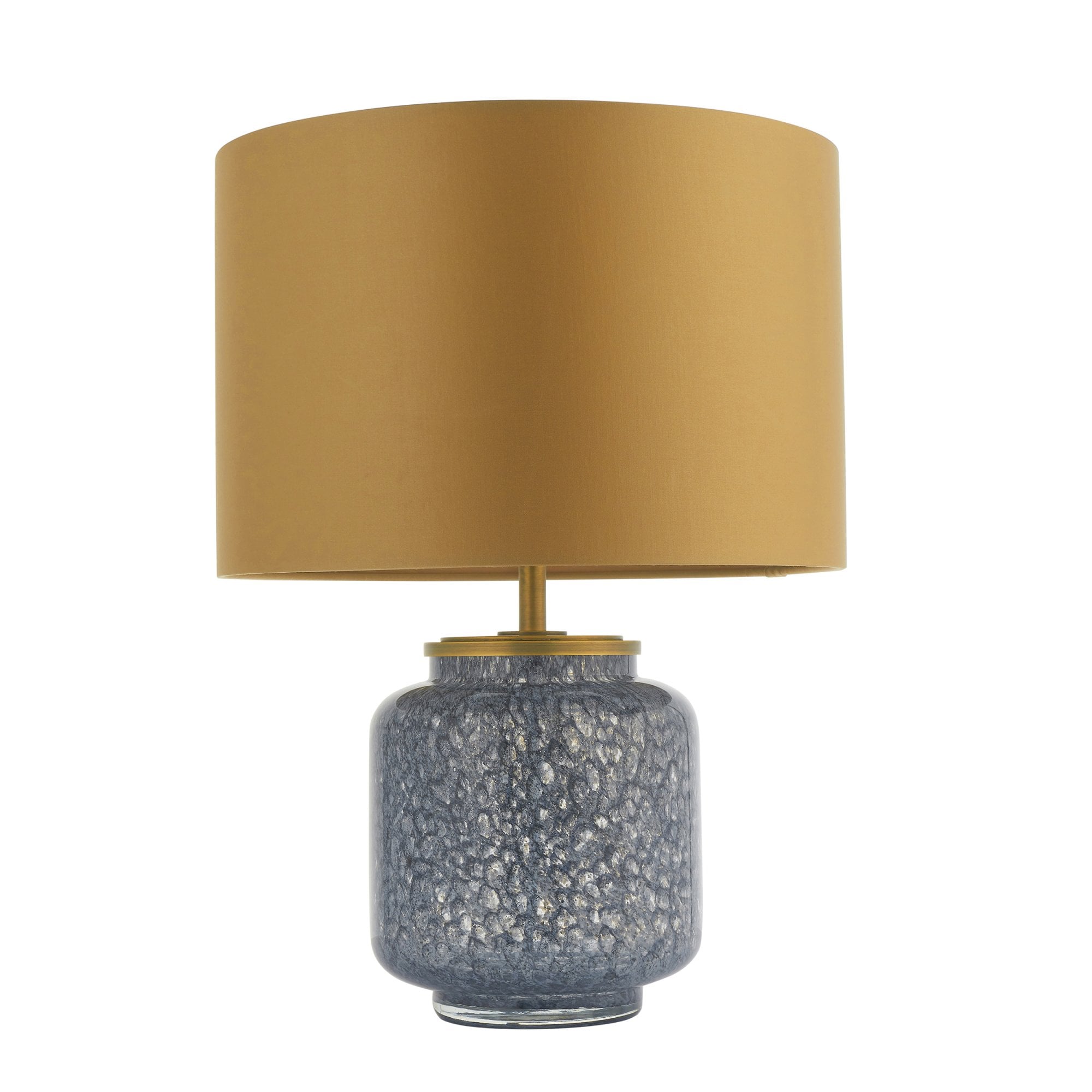 Utopia Speckle Table Lamp - Cobalt Glass And Gold Shade