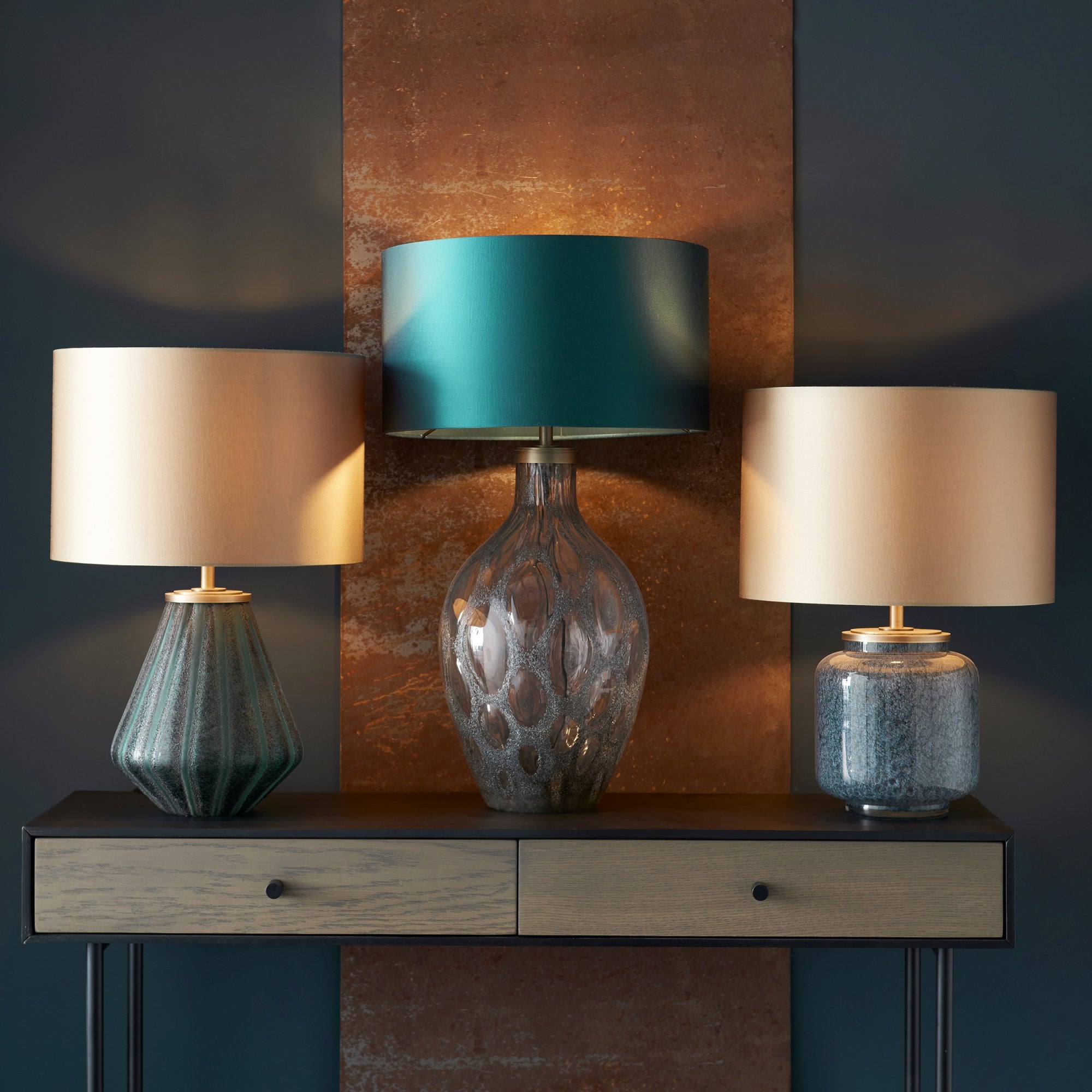 Endon Hurley Table Lamp - Charcoal Glass - Base Only - 51cm Tall