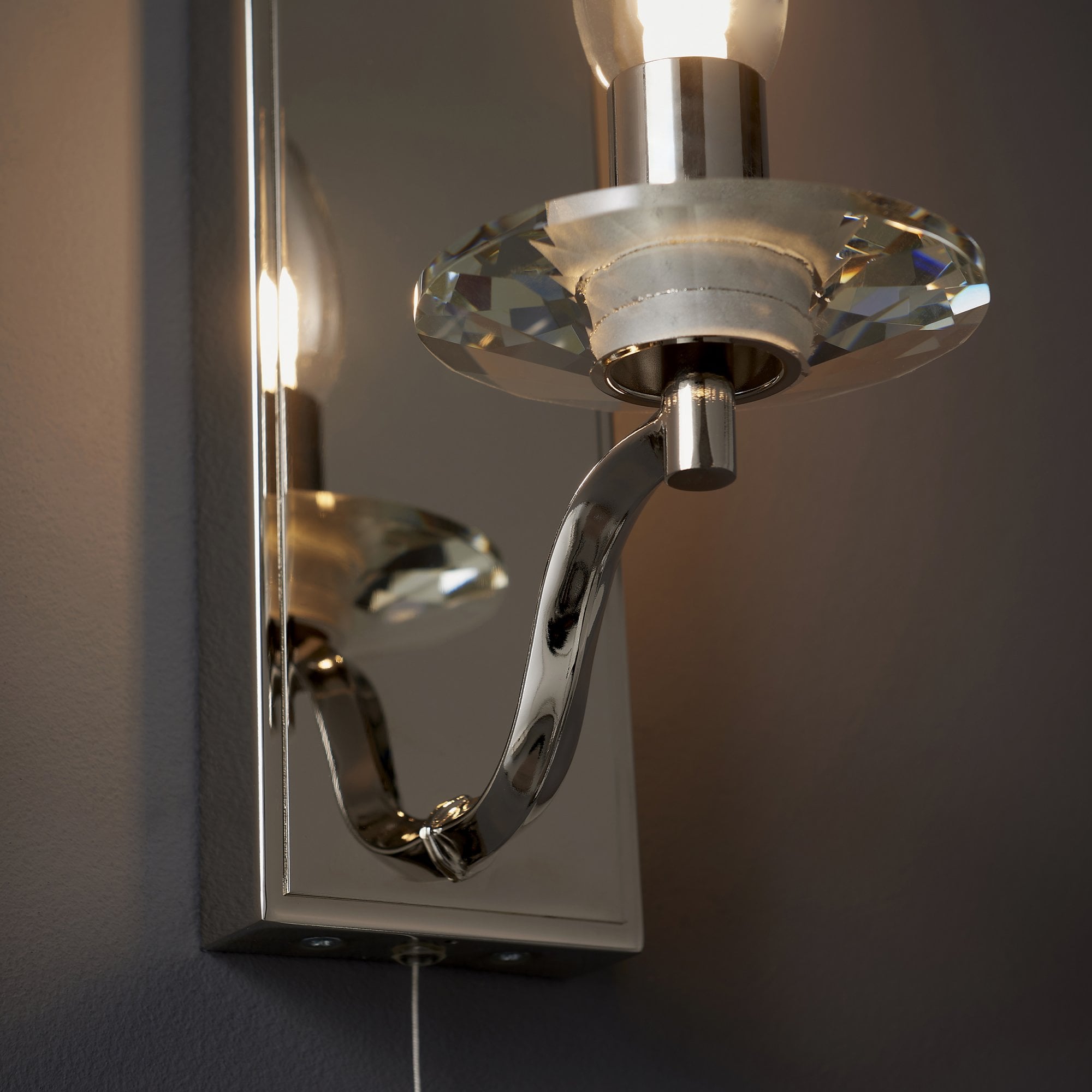 Endon Garland IP44 Bathroom Light - Polished Nickel With Clear Crystal Saucer