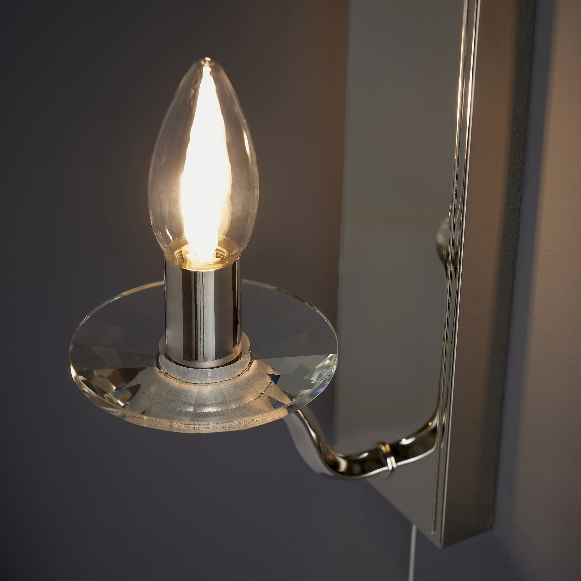 Endon Garland IP44 Bathroom Light - Polished Nickel With Clear Crystal Saucer