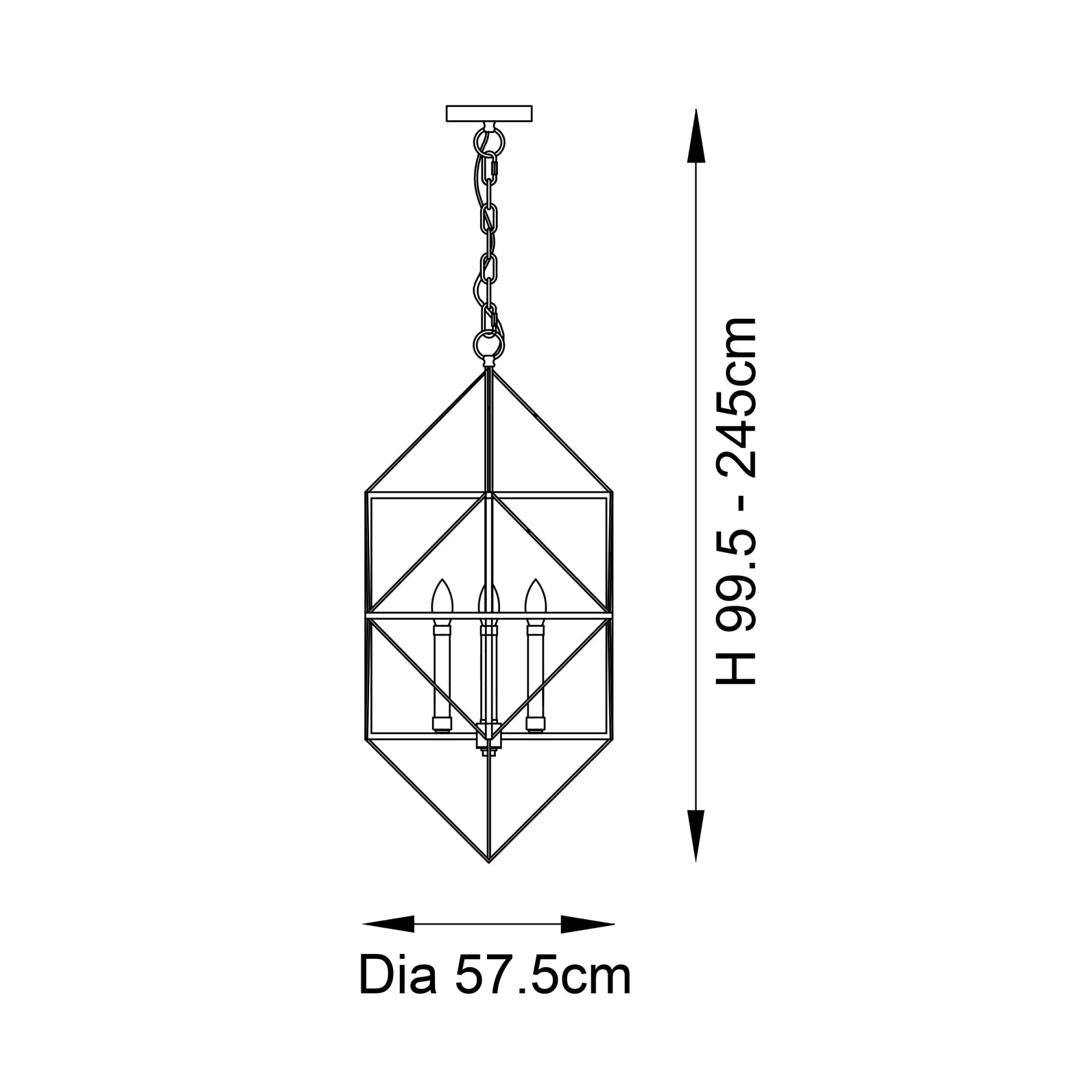 Utopia Frame 4 Light Pendant - Antique Gold With Silver Leaf - 57cm Diameter
