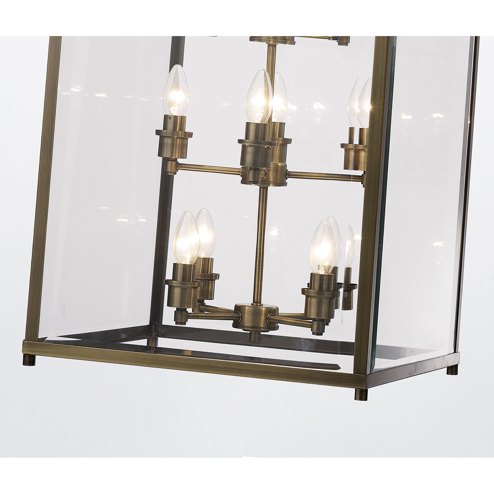 Diyas IL31115 Aston Pendant 12 Light Antique Brass/Glass