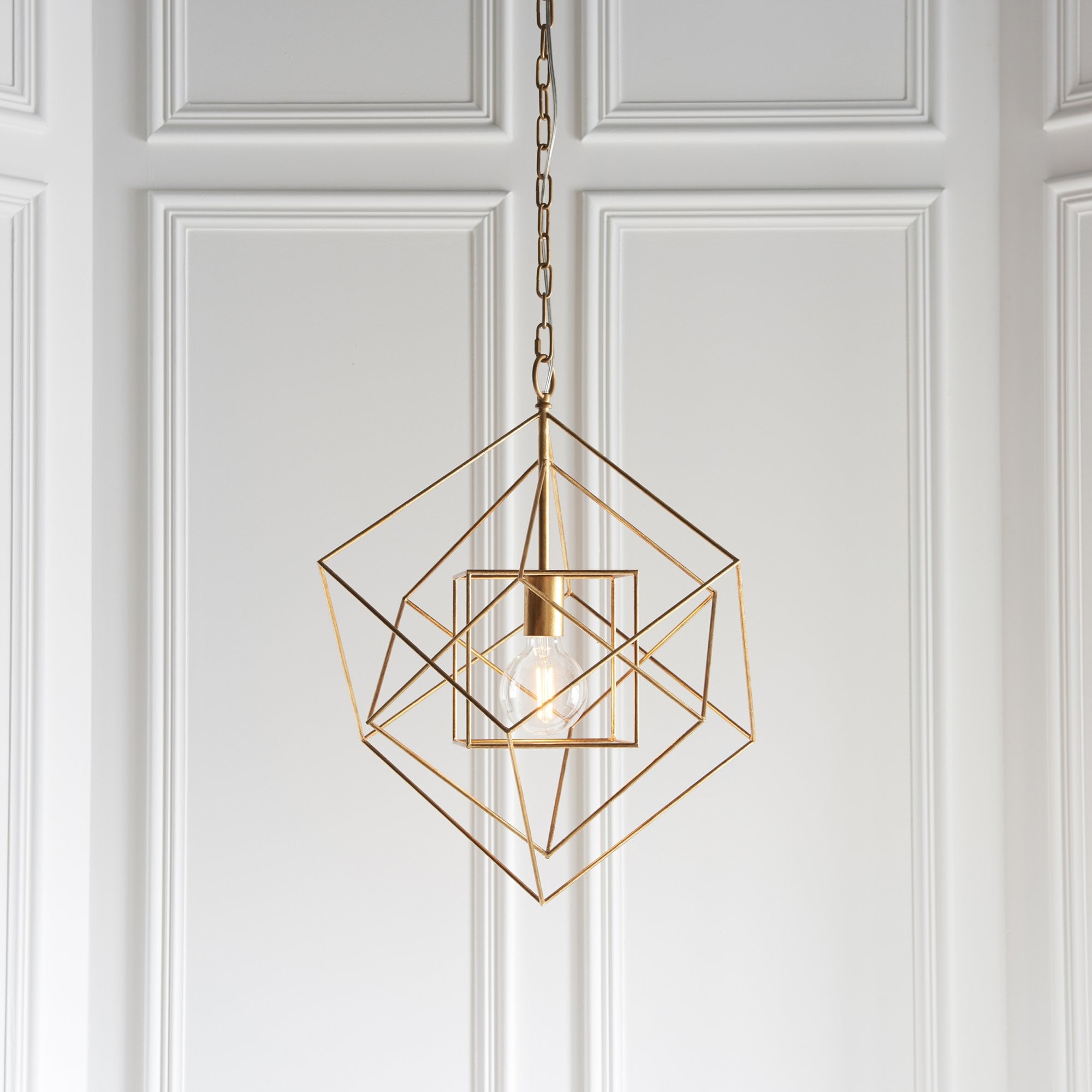 Utopia Frame Single Medium Pendant - Antique Gold - 50cm Diameter