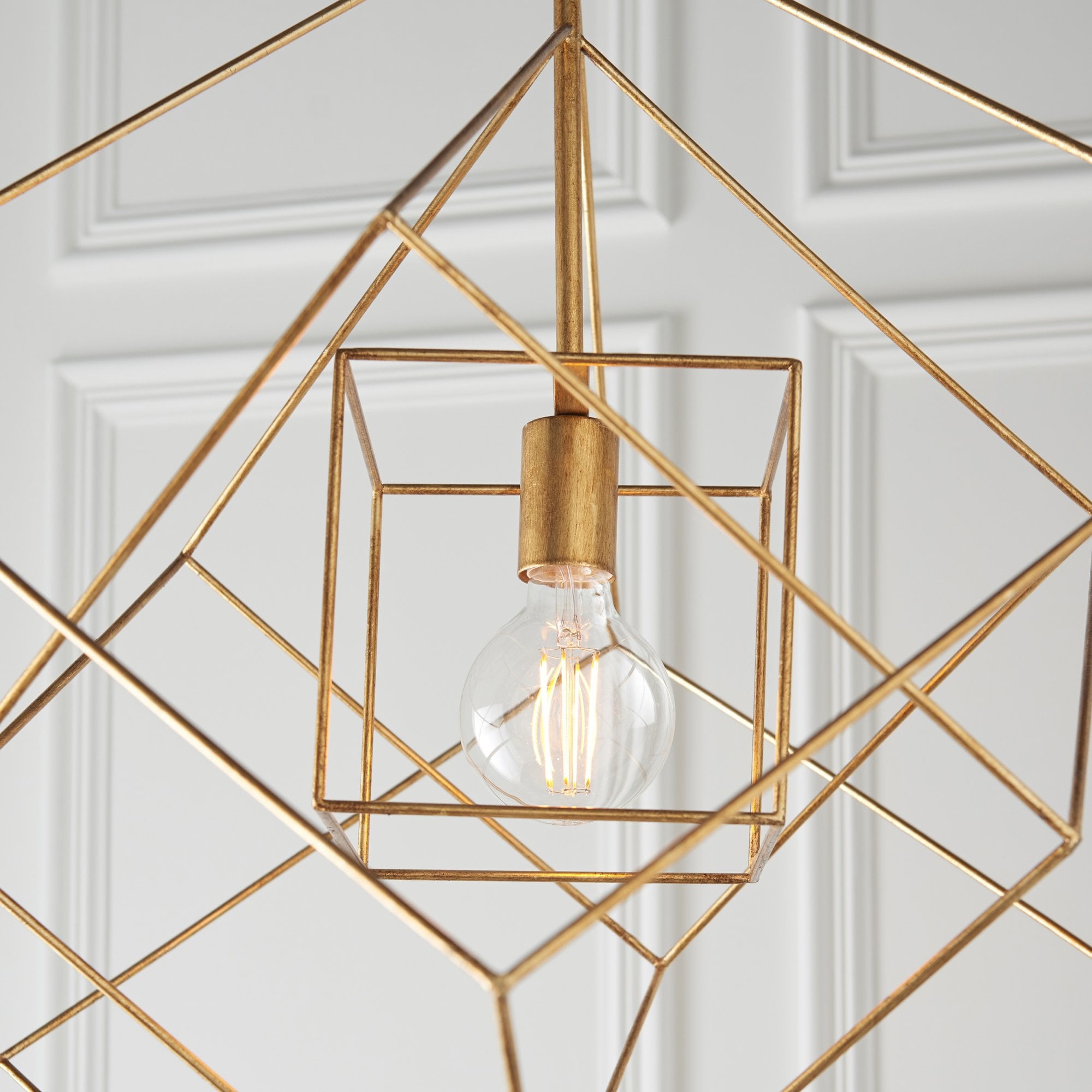 Utopia Frame Single Medium Pendant - Antique Gold - 50cm Diameter