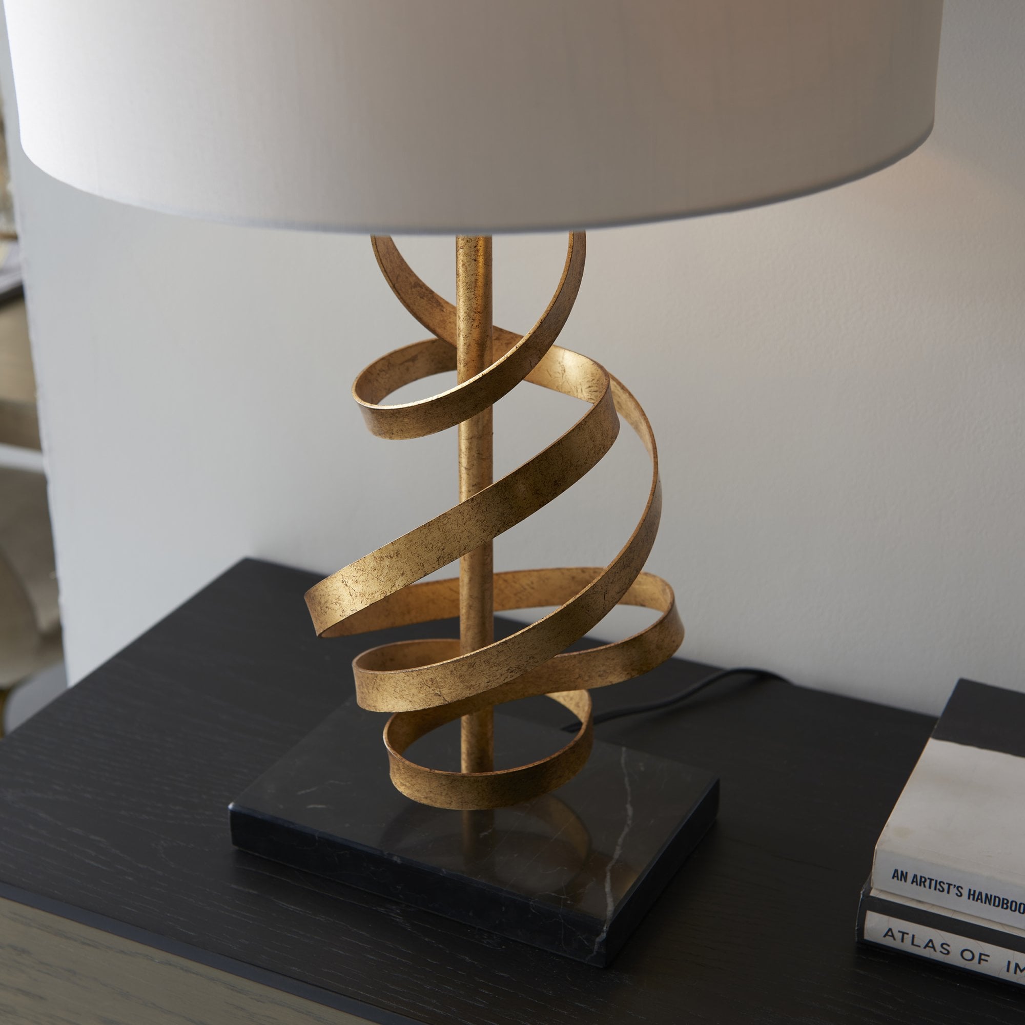 Utopia Swirl Table Lamp - Gold And Ivory Shade