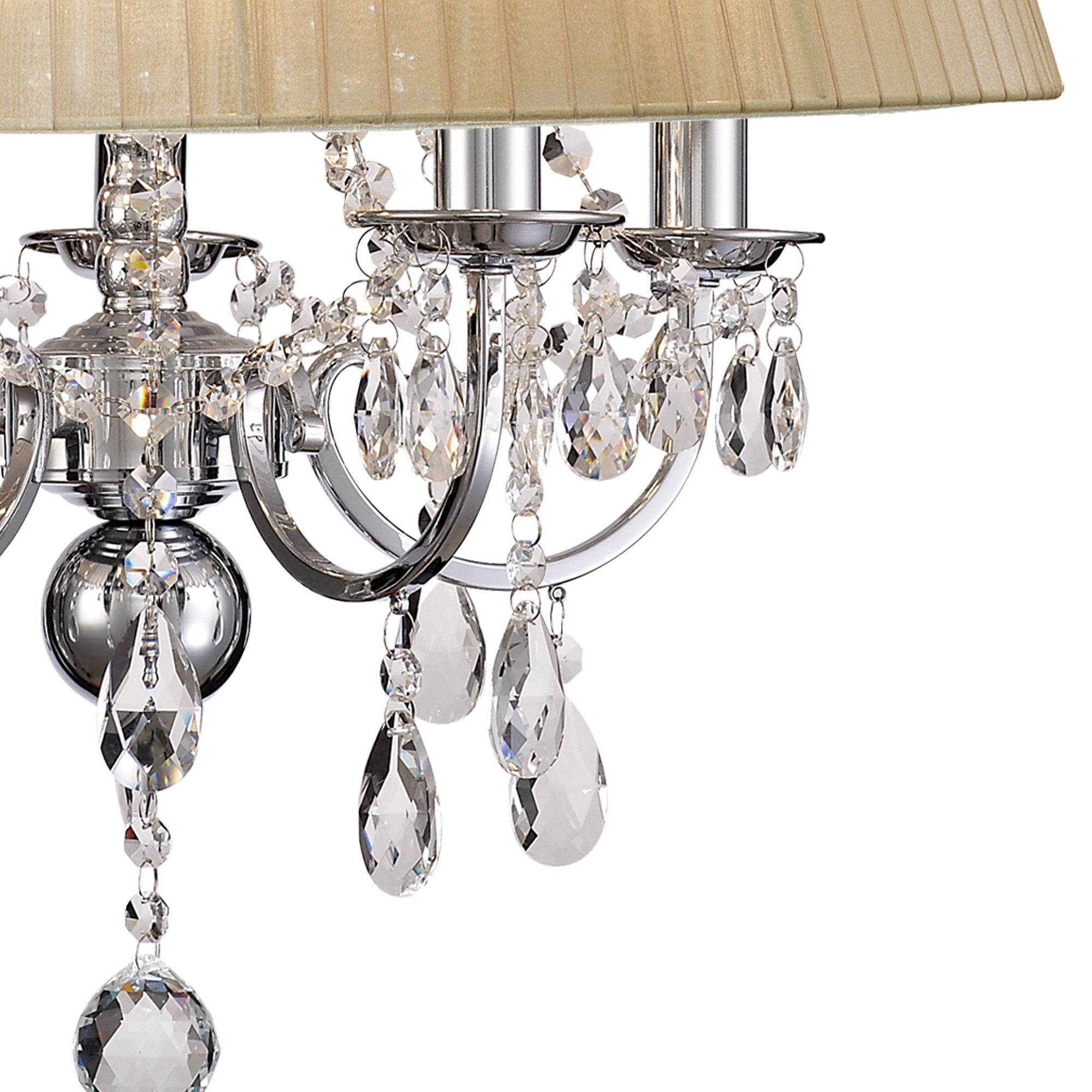 Diyas IL30045 Olivia Pendant With Soft Bronze Shade 5 Light Polished Chrome/Crystal