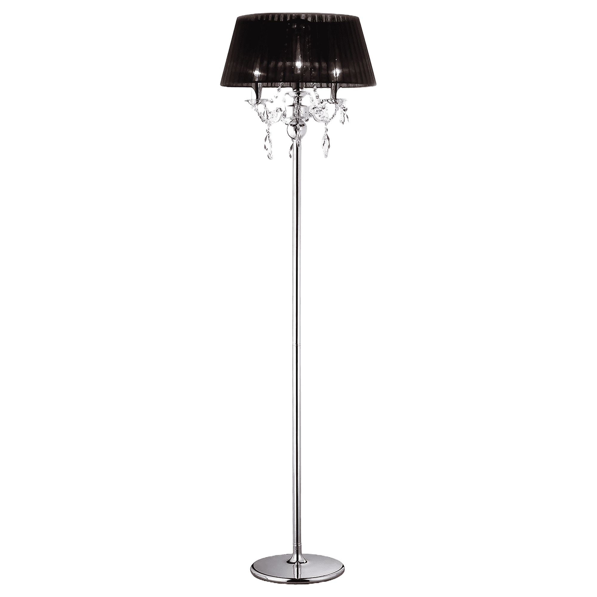 Diyas IL30063 Olivia Floor Lamp With Black Shade 3 Light Polished Chrome/Crystal