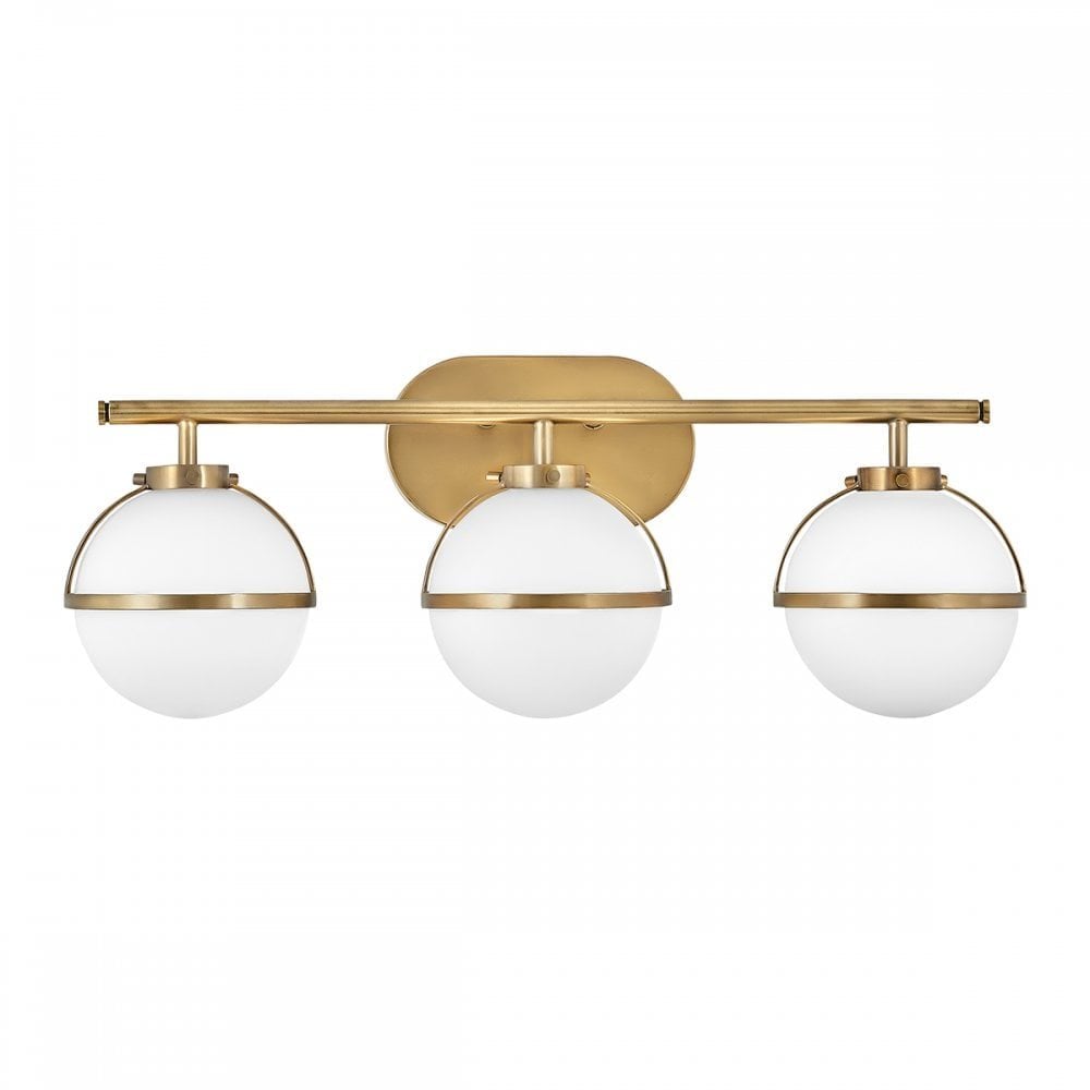 Hinkley Hollis 3 Light Wall Light - Opal - Heritage Brass
